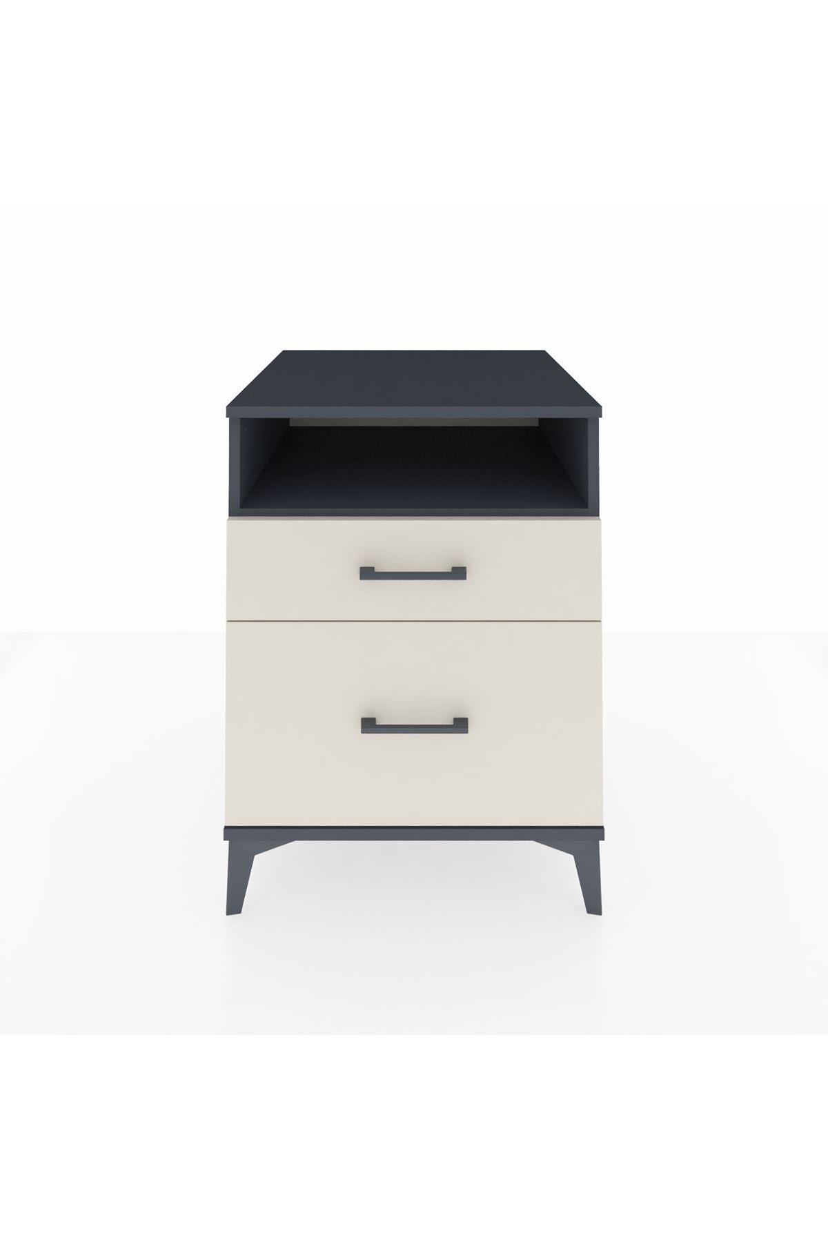 Kronos Komodin Tek Raflı 2 Çekmeceli 60x59x80 Antrasit-Aytaşı