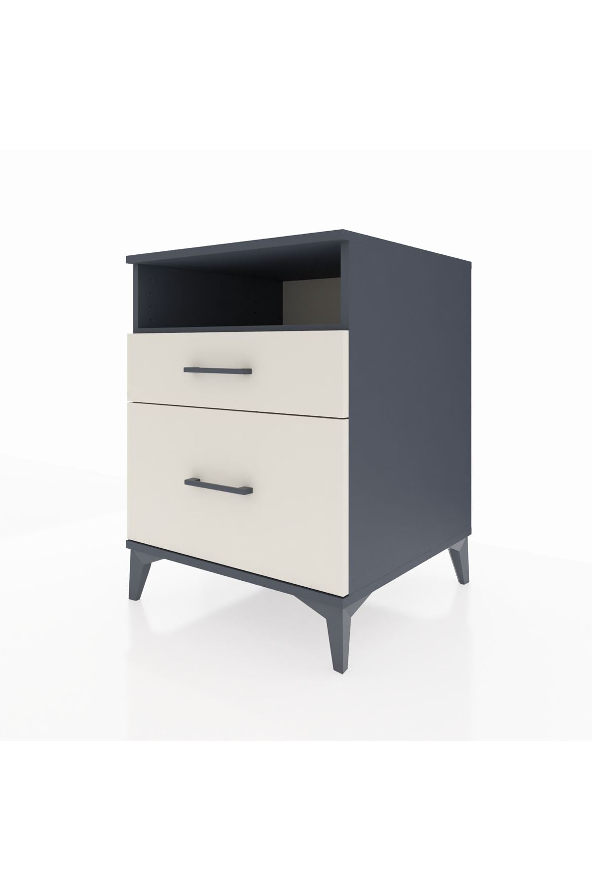 Kronos Komodin Tek Raflı 2 Çekmeceli 60x59x80 Antrasit-Aytaşı