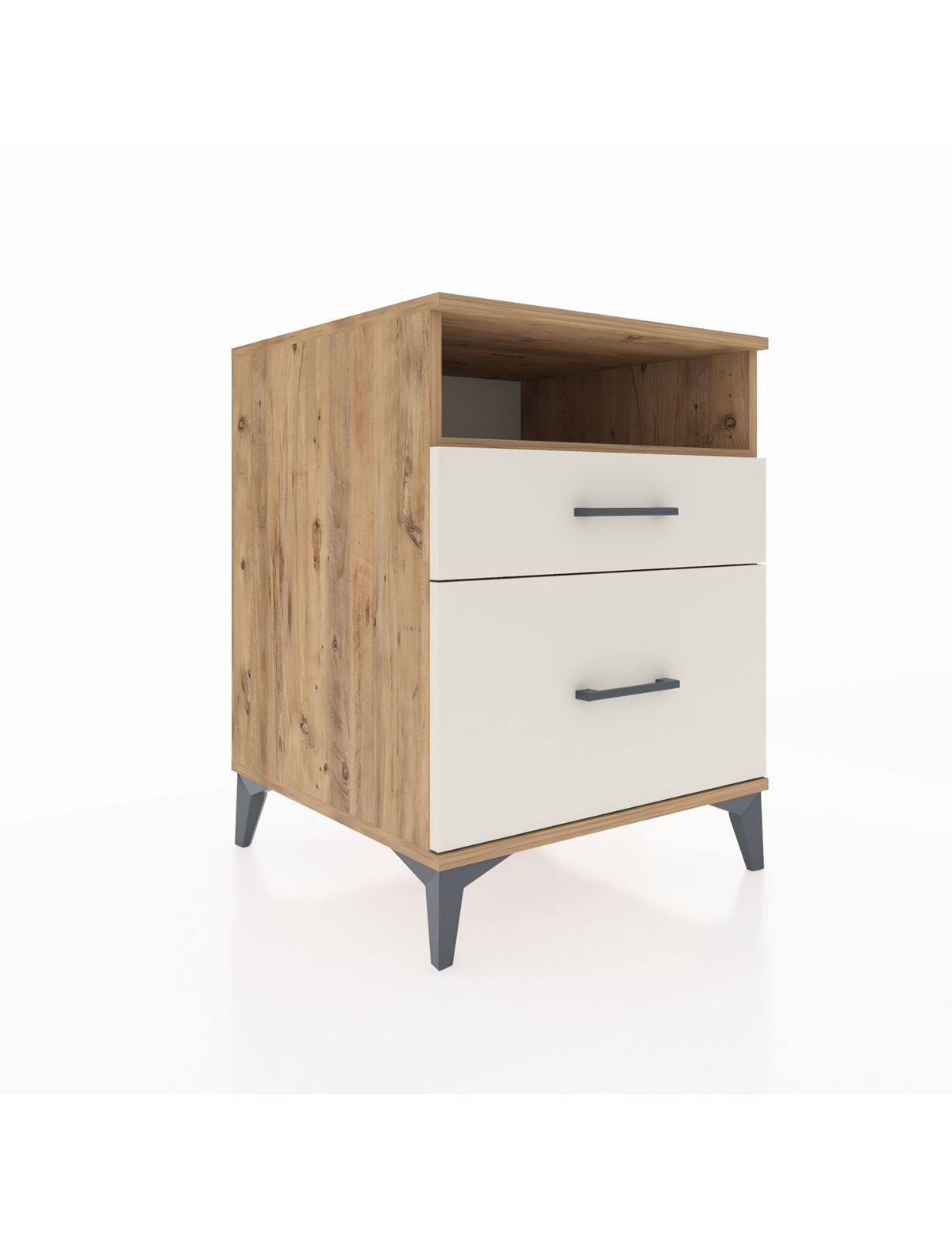 Kronos Komodin Tek Raflı 2 Çekmeceli 60x59x80 Çam-Aytaşı