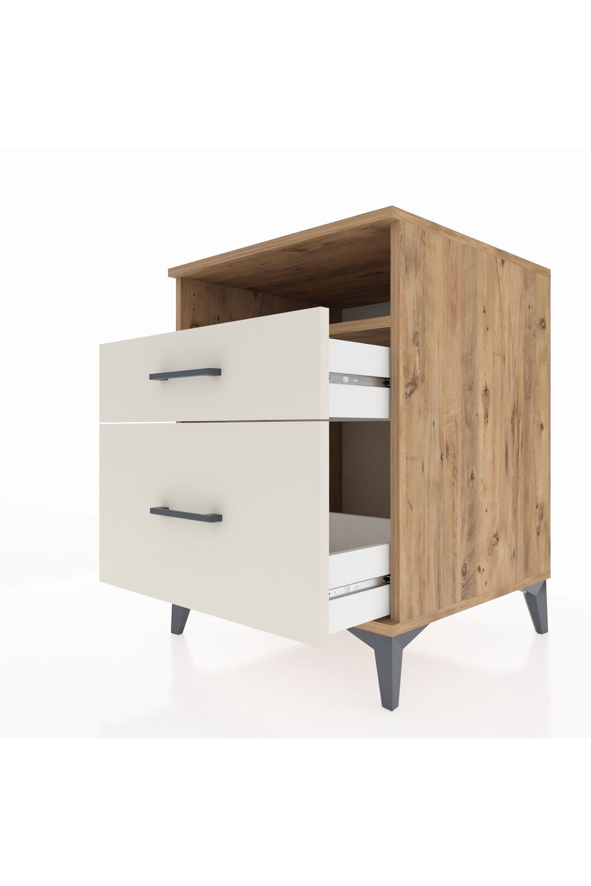 Kronos Komodin Tek Raflı 2 Çekmeceli 60x59x80 Çam-Aytaşı