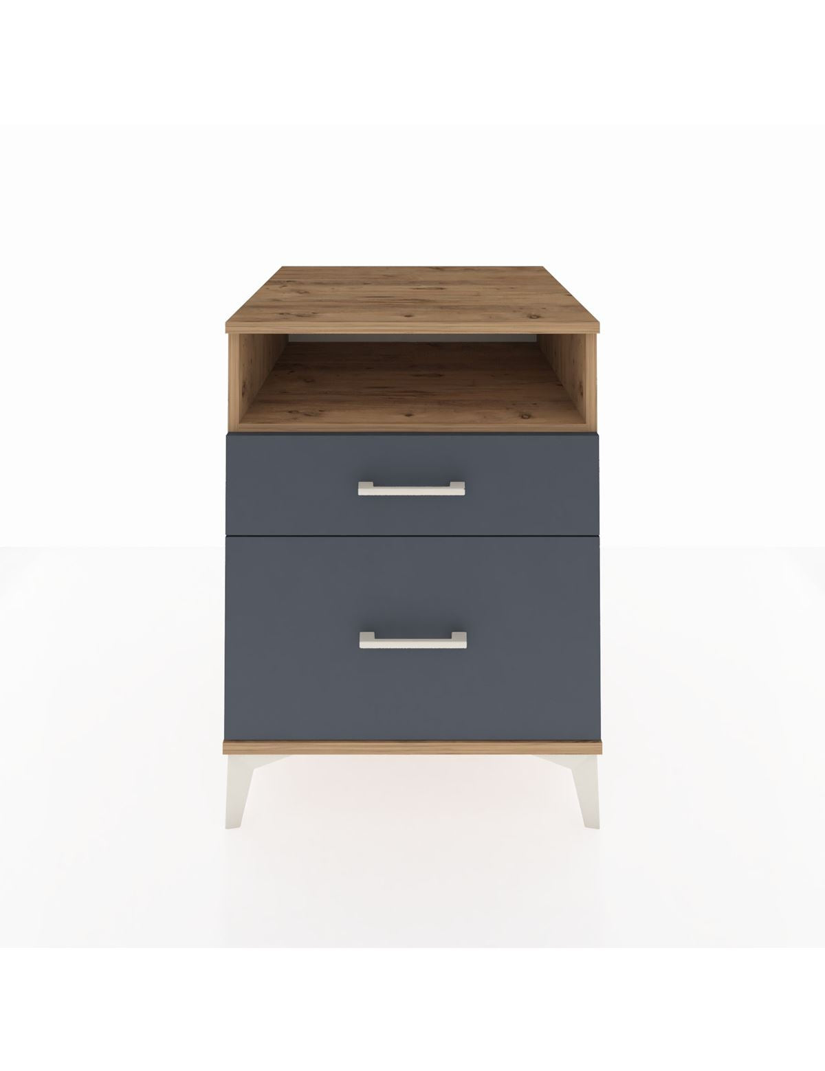 Kronos Komodin Tek Raflı 2 Çekmeceli 60x59x80 Çam-Antrasit