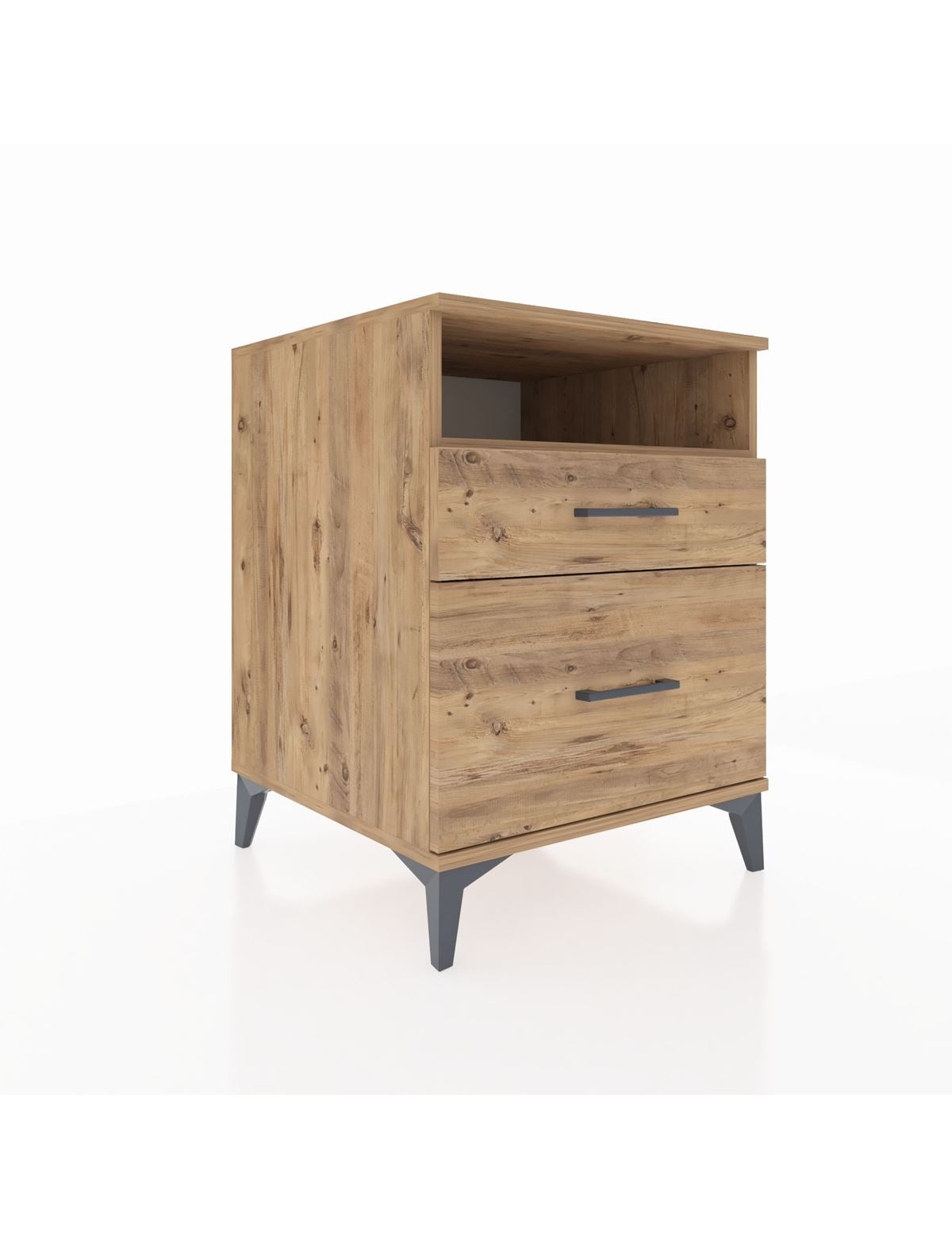 Kronos Komodin Tek Raflı 2 Çekmeceli 60x59x80 Çam-Çam