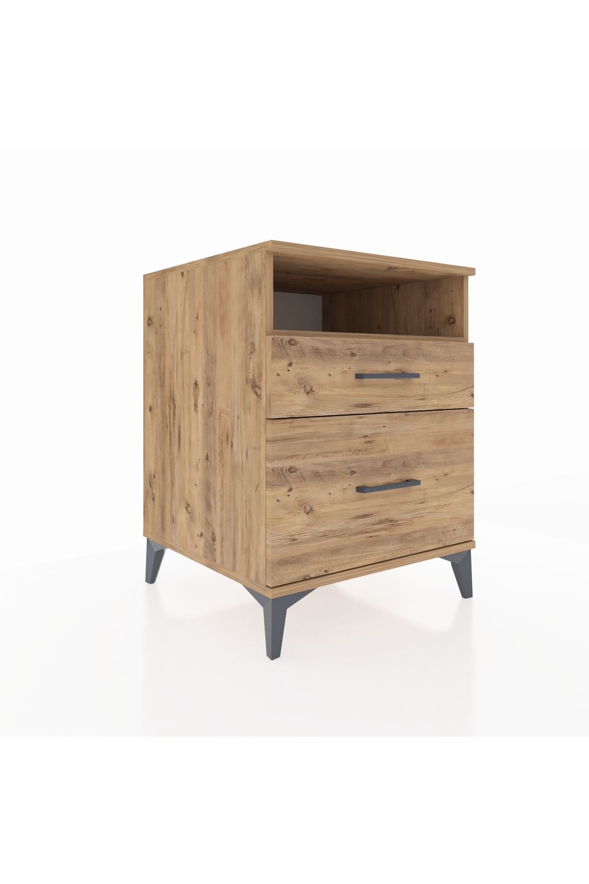 Kronos Komodin Tek Raflı 2 Çekmeceli 60x59x80 Çam-Çam