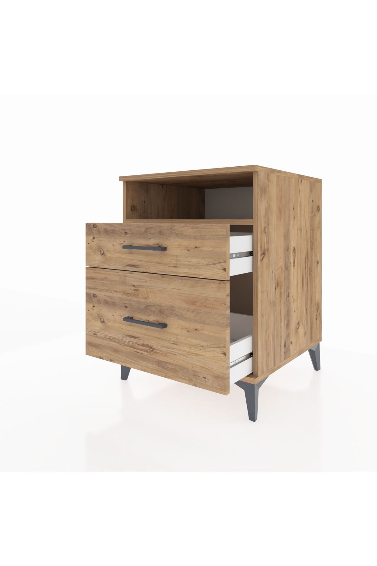 Kronos Komodin Tek Raflı 2 Çekmeceli 60x59x80 Çam-Çam
