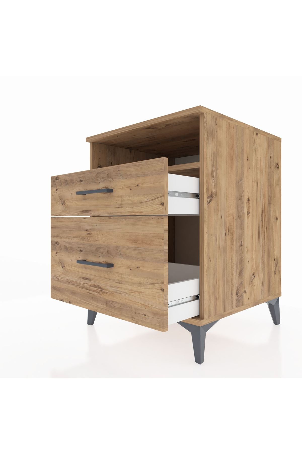Kronos Komodin Tek Raflı 2 Çekmeceli 60x59x80 Çam-Çam