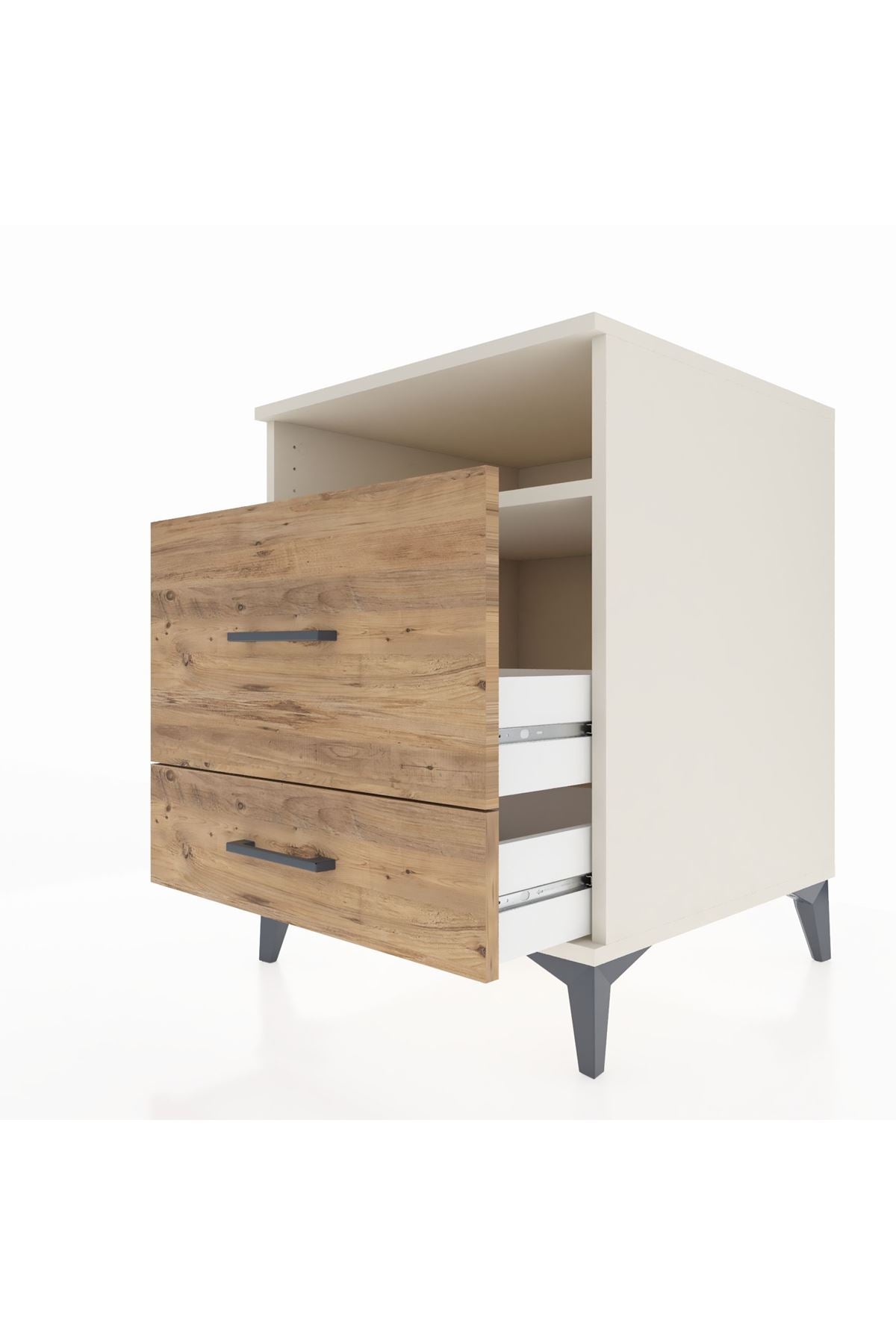 Kronos Komodin Tek Raflı 2 Çekmeceli 60x59x80 Aytaşı-Çam