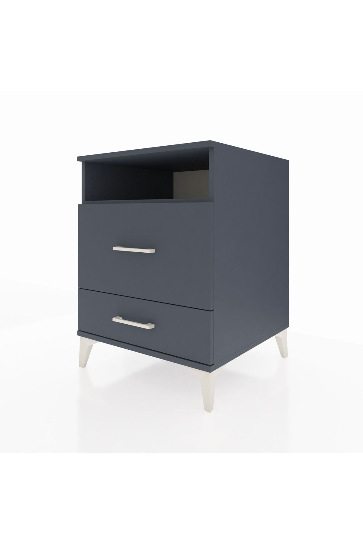 Kronos Komodin Tek Raflı 2 Çekmeceli 60x59x80 Antrasit-Antrasit