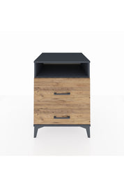 Kronos Komodin Tek Raflı 2 Çekmeceli 60x59x80 Antrasit-Çam