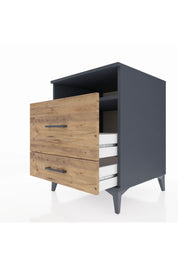 Kronos Komodin Tek Raflı 2 Çekmeceli 60x59x80 Antrasit-Çam