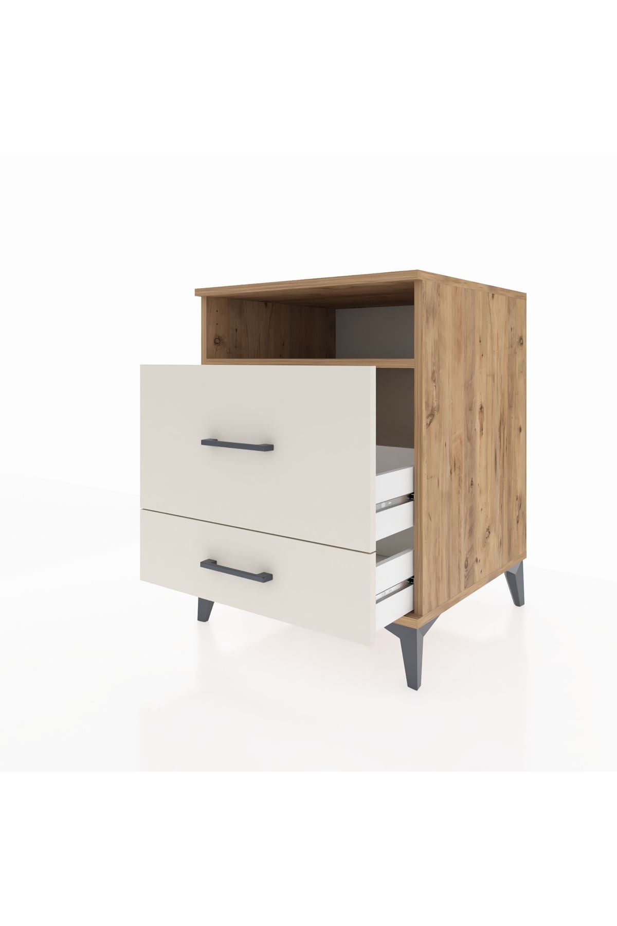 Kronos Komodin Tek Raflı 2 Çekmeceli 60x59x80 Çam-Aytaşı