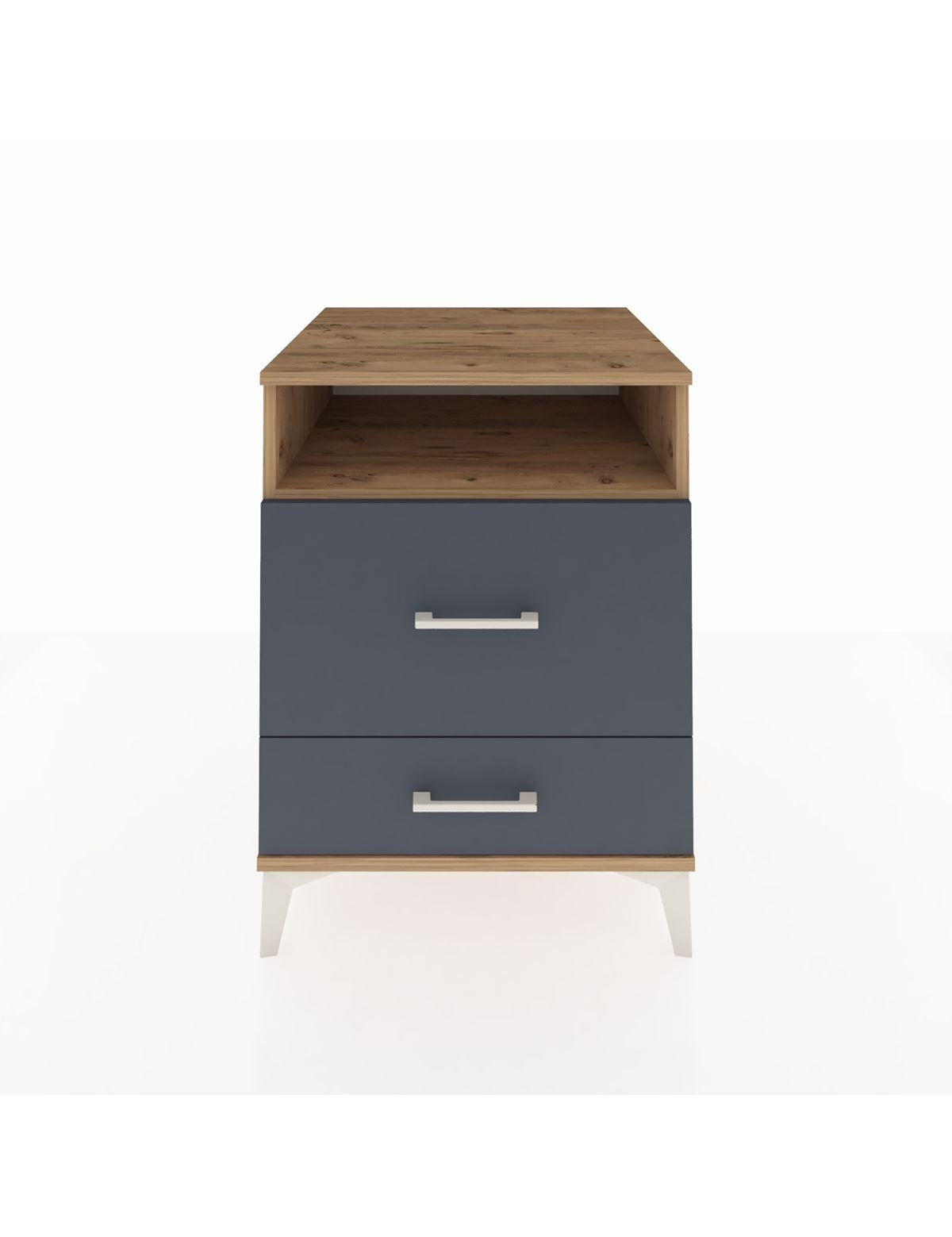 Kronos Komodin Tek Raflı 2 Çekmeceli 60x59x80 Çam-Antrasit