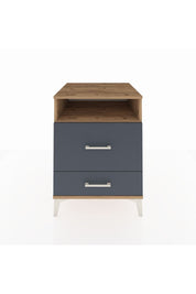Kronos Komodin Tek Raflı 2 Çekmeceli 60x59x80 Çam-Antrasit