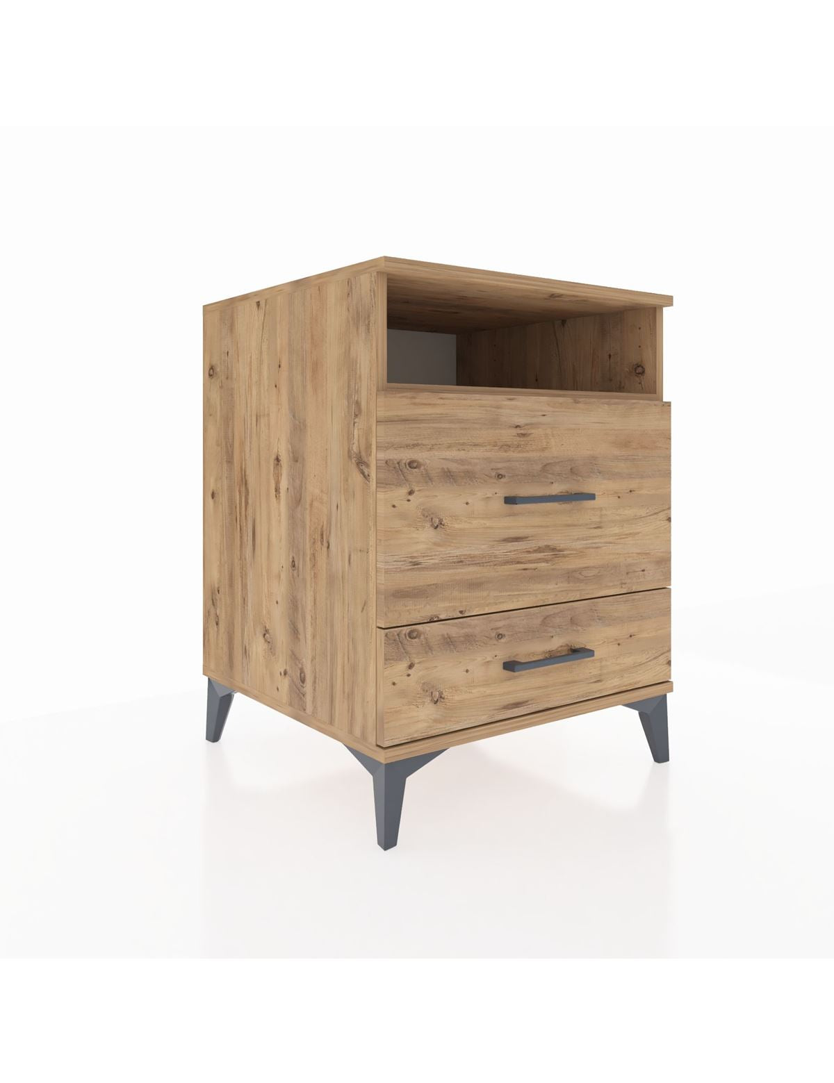 Kronos Komodin Tek Raflı 2 Çekmeceli 60x59x80 Çam-Çam