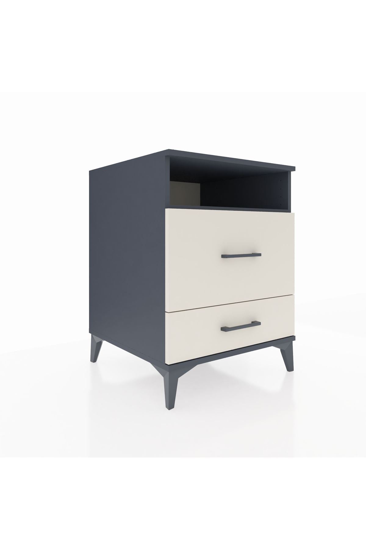 Kronos Komodin Tek Raflı 2 Çekmeceli 60x59x80 Antrasit-Aytaşı