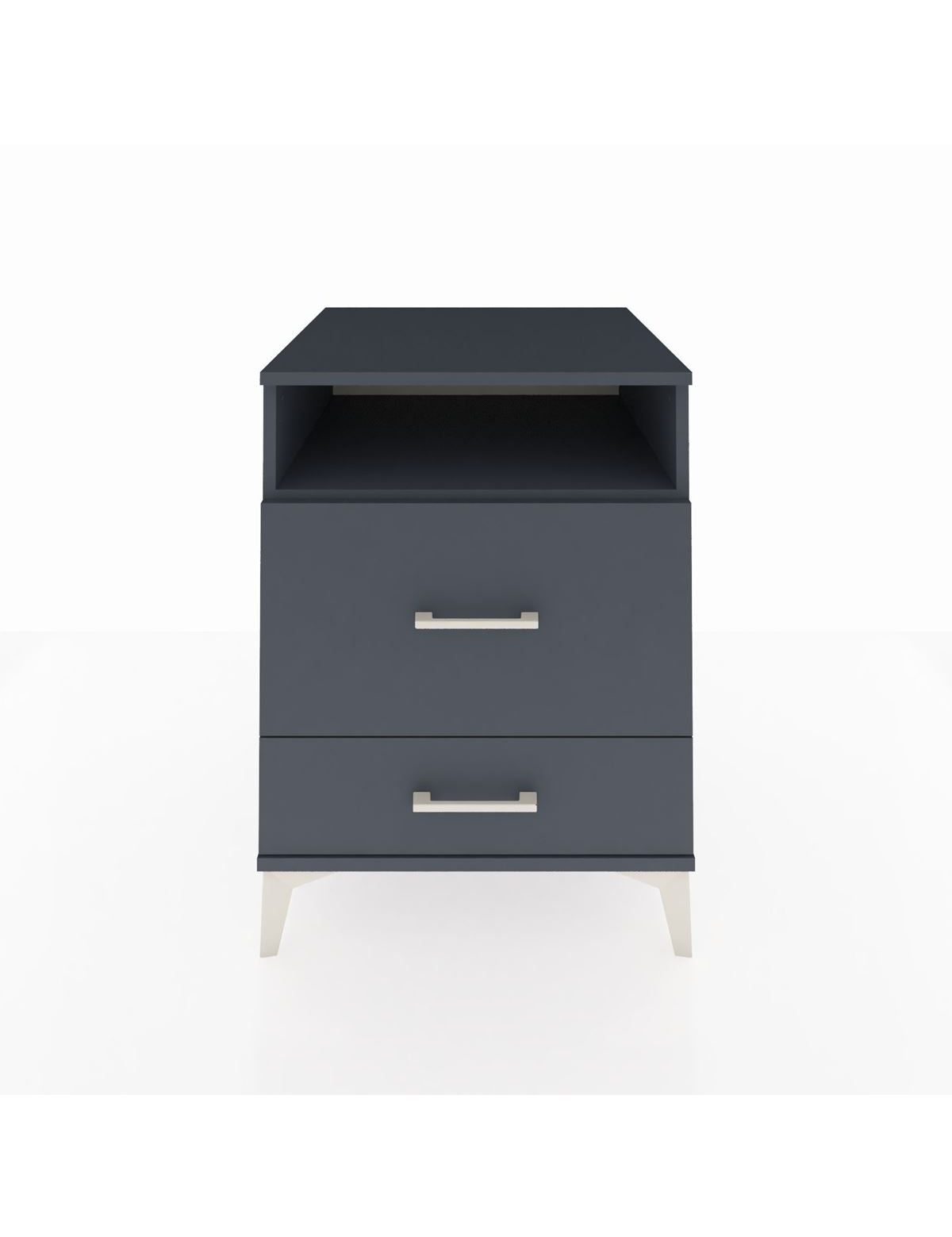 Kronos Komodin Tek Raflı 2 Çekmeceli 60x59x80 Antrasit-Antrasit