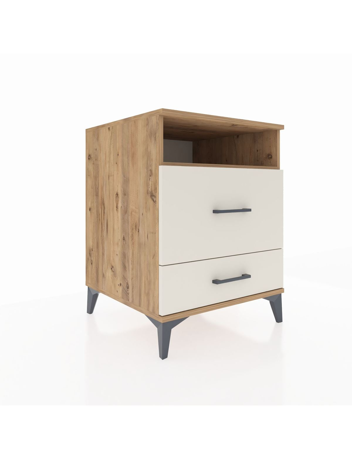 Kronos Komodin Tek Raflı 2 Çekmeceli 60x59x80 Çam-Aytaşı