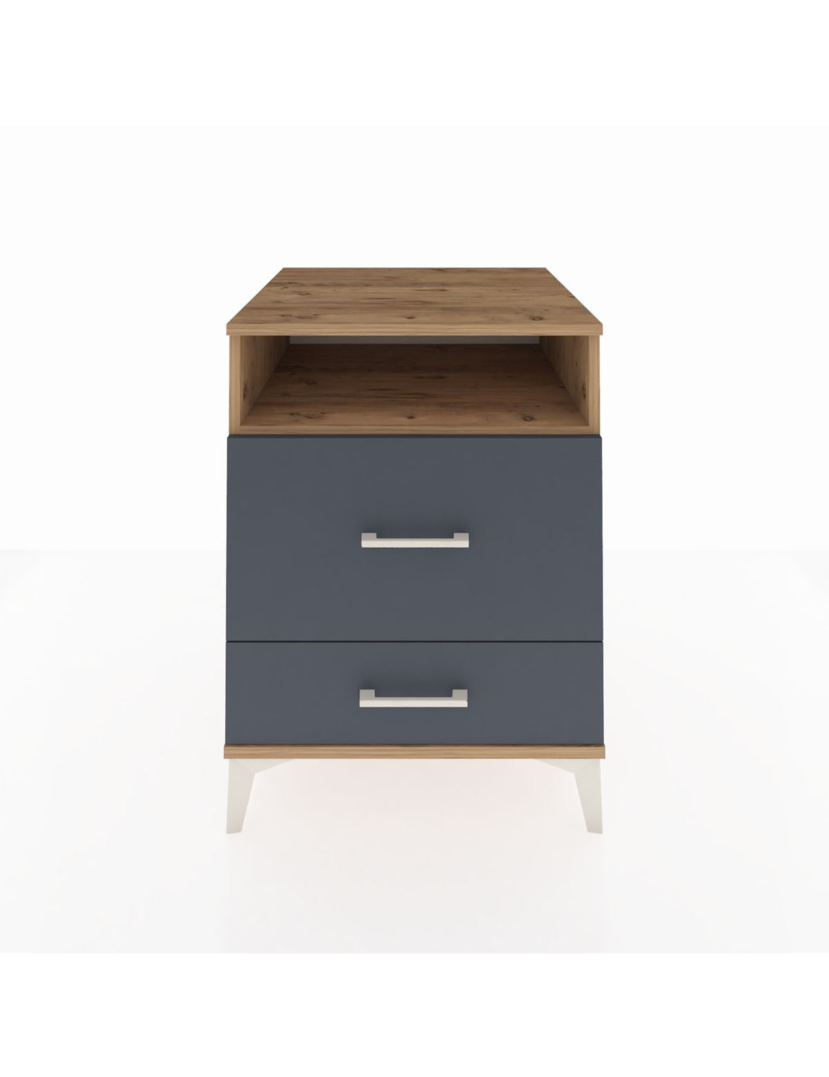 Kronos Komodin Tek Raflı 2 Çekmeceli 60x59x80 Çam-Antrasit