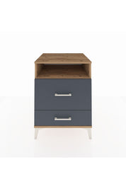 Kronos Komodin Tek Raflı 2 Çekmeceli 60x59x80 Çam-Antrasit