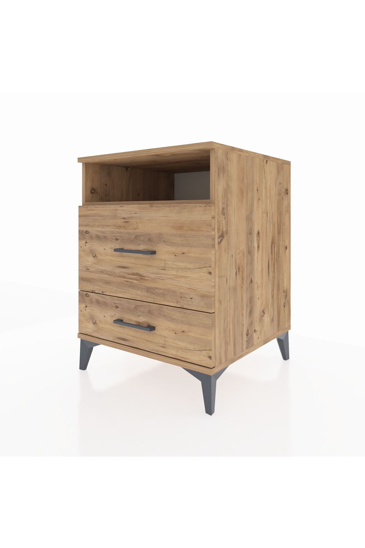 Kronos Komodin Tek Raflı 2 Çekmeceli 60x59x80 Çam-Çam