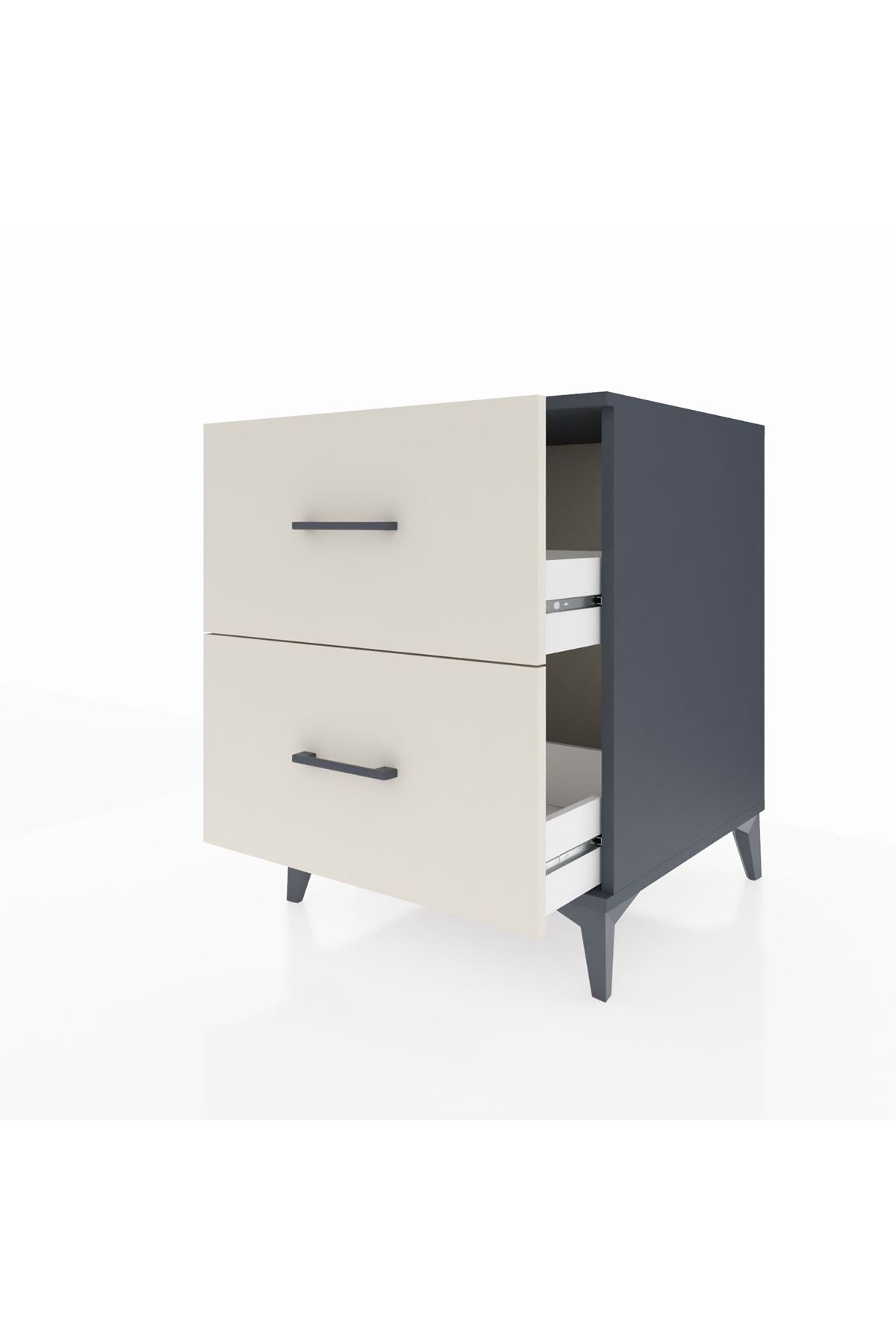 Kronos Komodin 2 Çekmeceli 60x59x80 Antrasit-Aytaşı