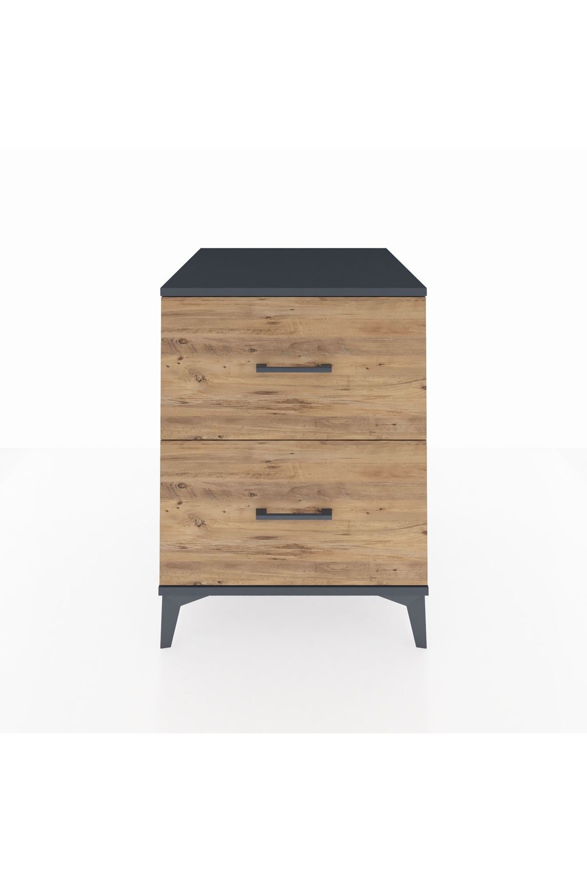 Kronos Komodin 2 Çekmeceli 60x59x80 Antrasit-Çam