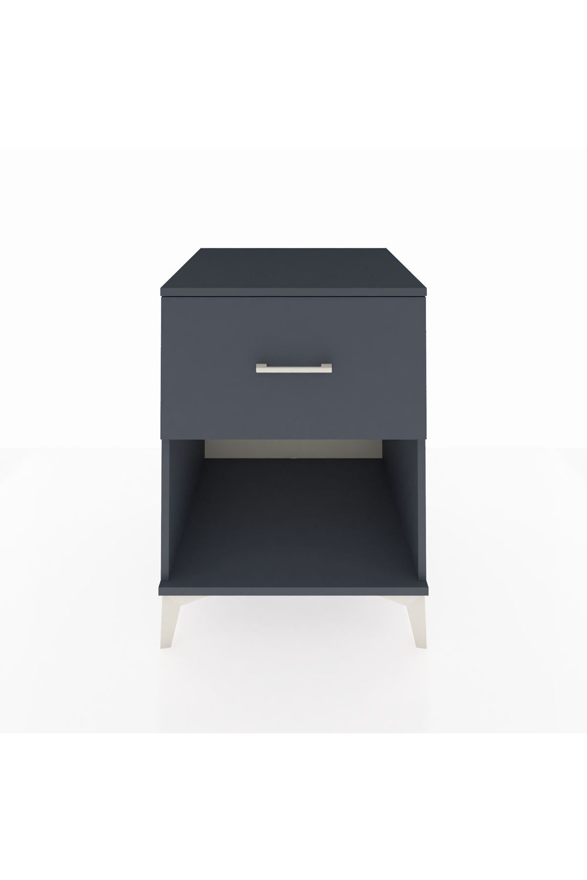 Kronos Komodin Tek Çekmeceli 60x59x80 Antrasit-Antrasit