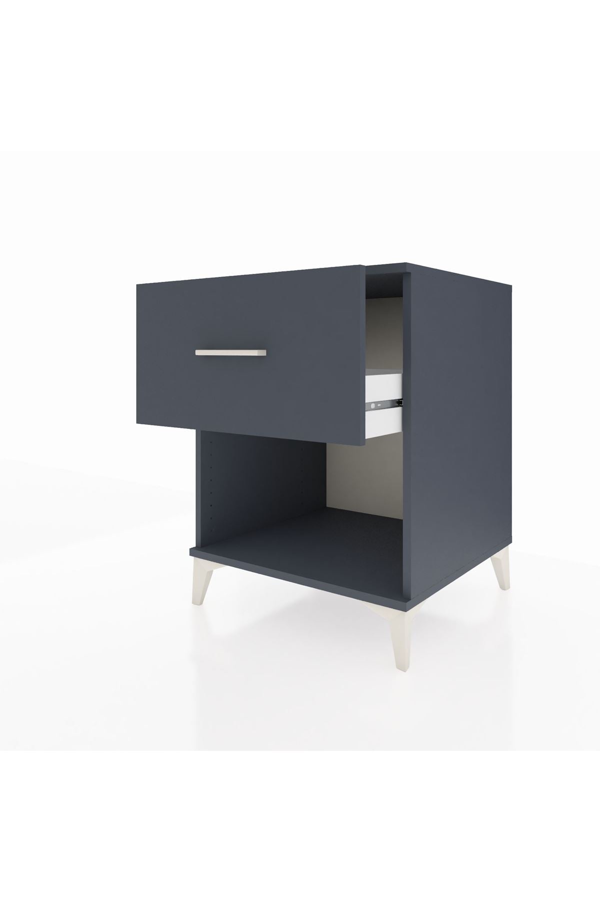 Kronos Komodin Tek Çekmeceli 60x59x80 Antrasit-Antrasit