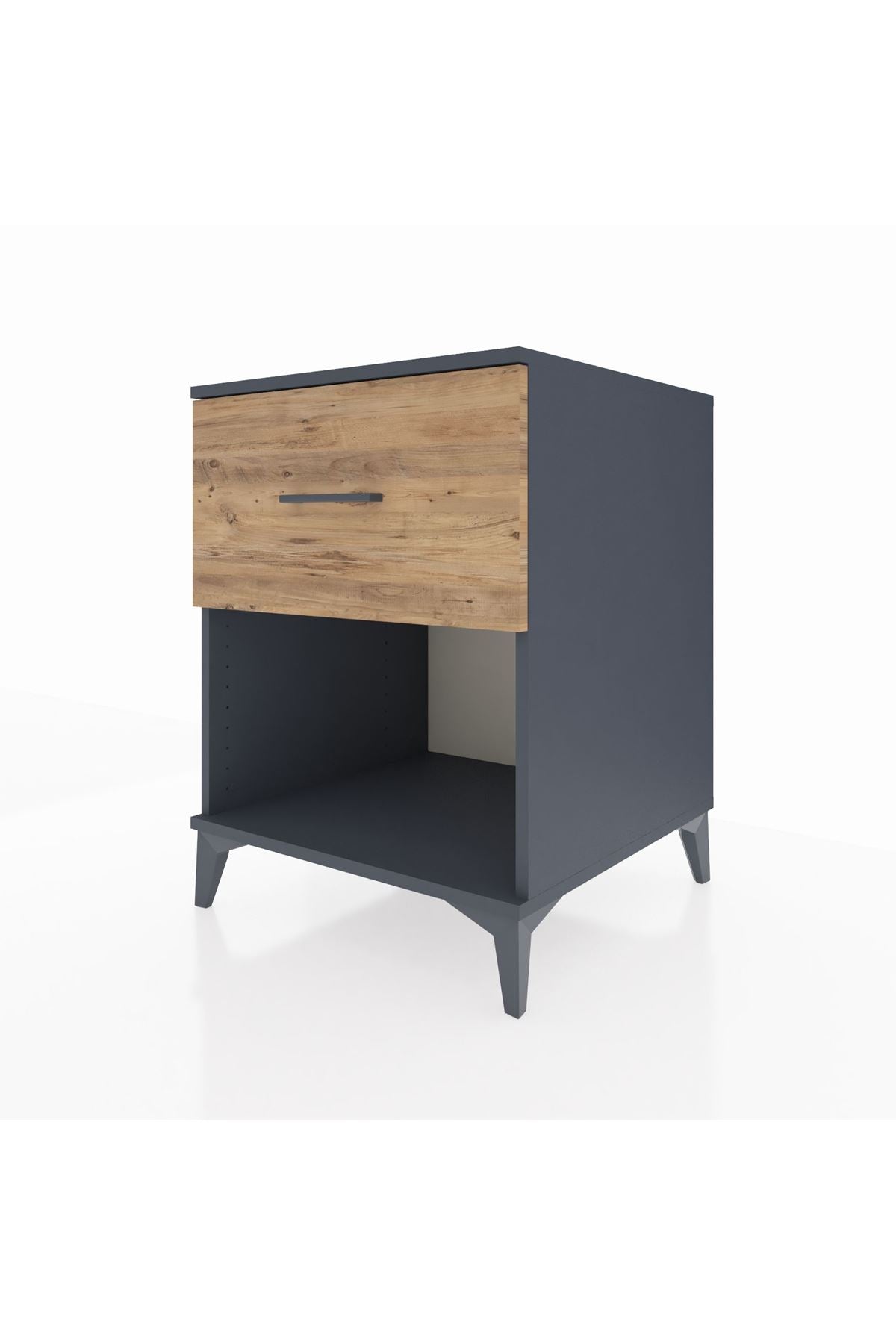 Kronos Komodin Tek Çekmeceli 60x59x80 Antrasit-Çam