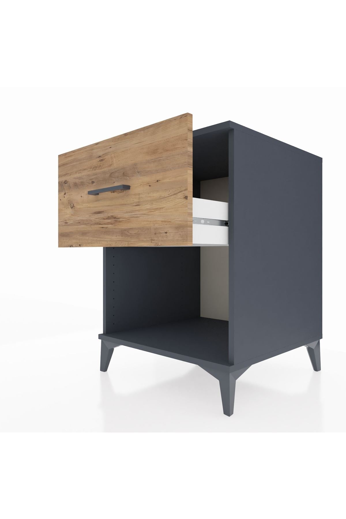 Kronos Komodin Tek Çekmeceli 60x59x80 Antrasit-Çam