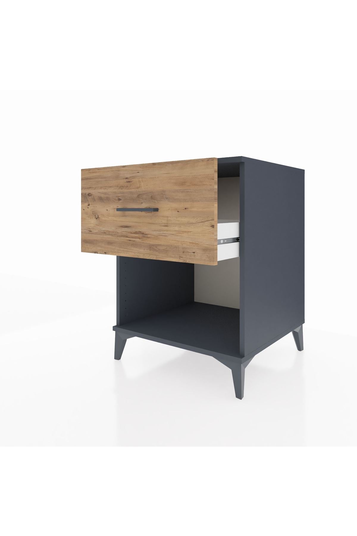 Kronos Komodin Tek Çekmeceli 60x59x80 Antrasit-Çam