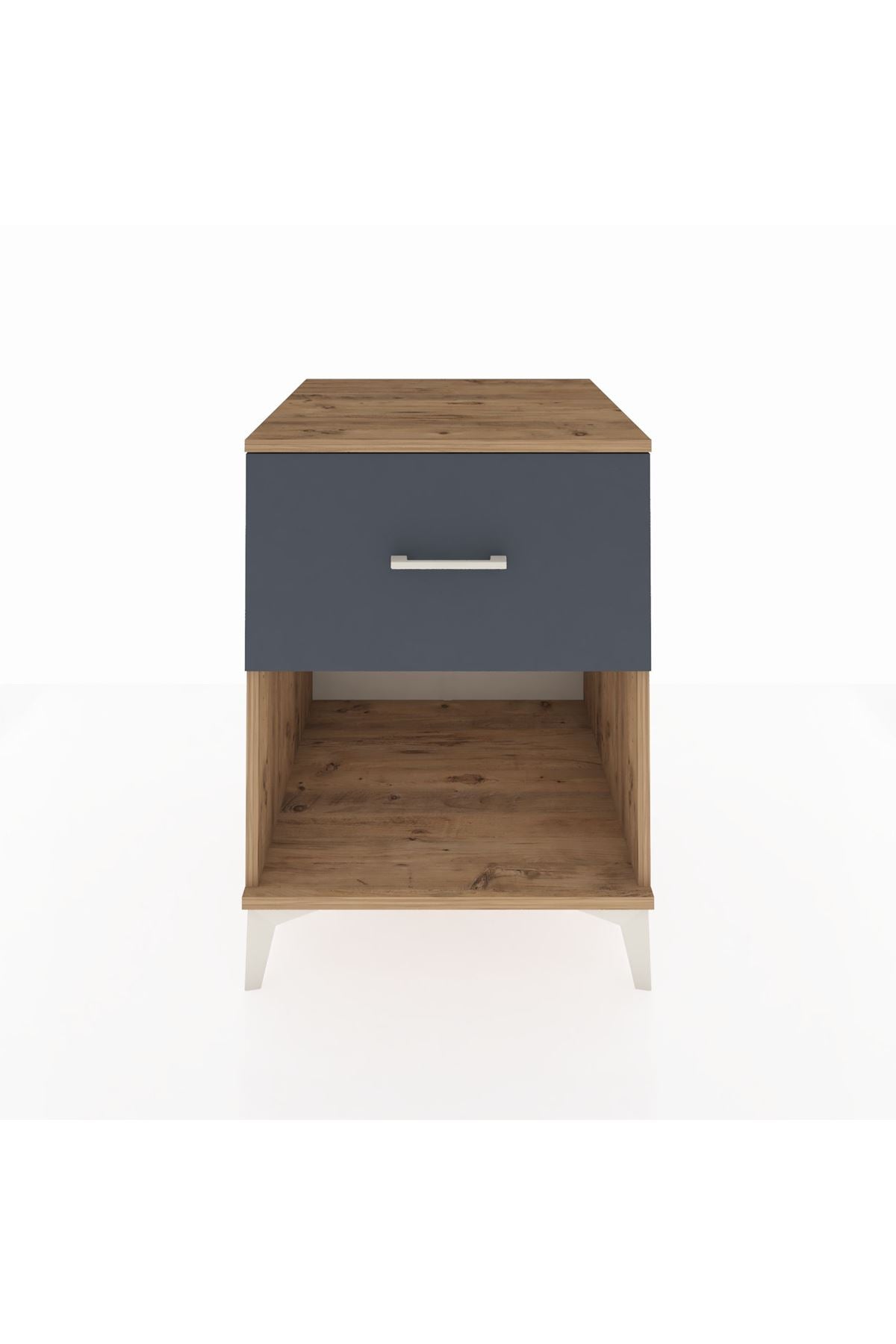 Kronos Komodin Tek Çekmeceli 60x59x80 Çam-Antrasit