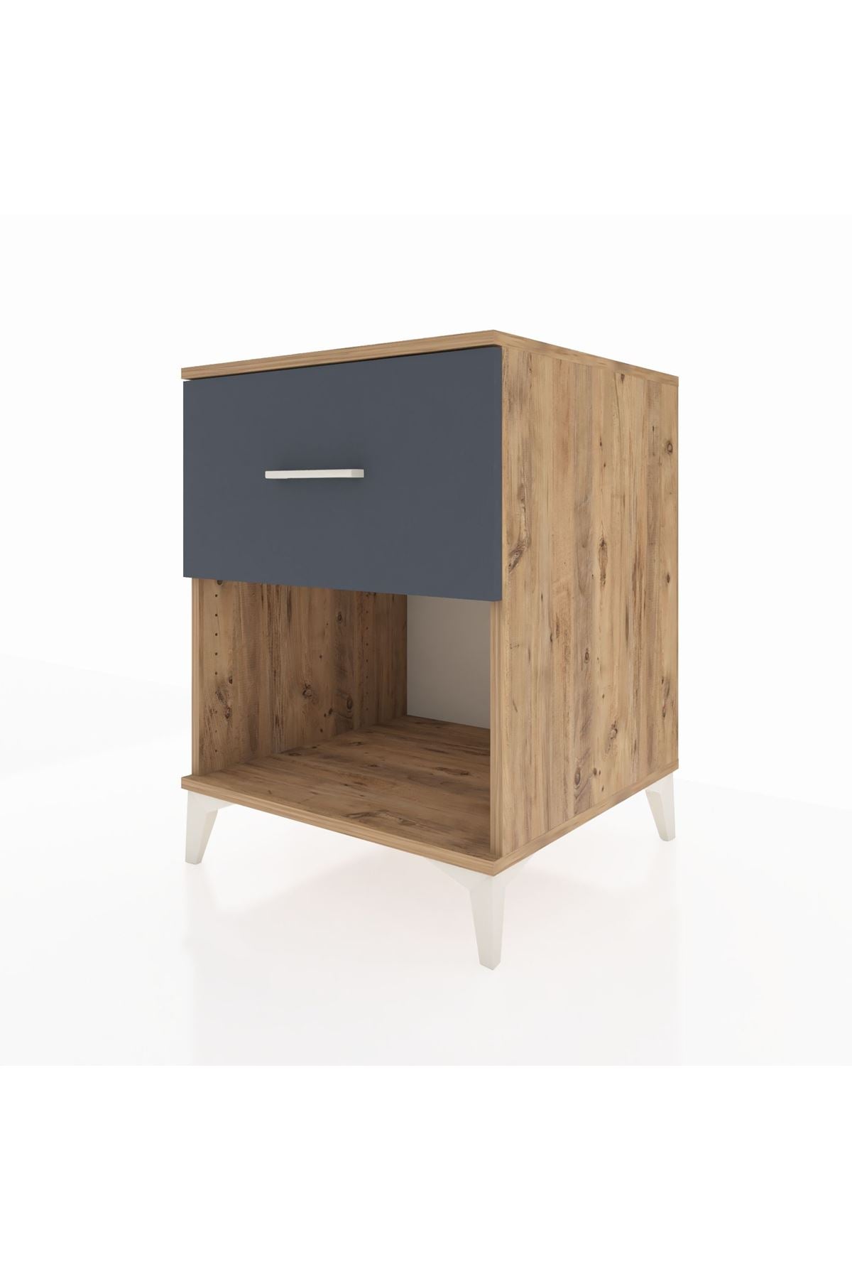 Kronos Komodin Tek Çekmeceli 60x59x80 Çam-Antrasit