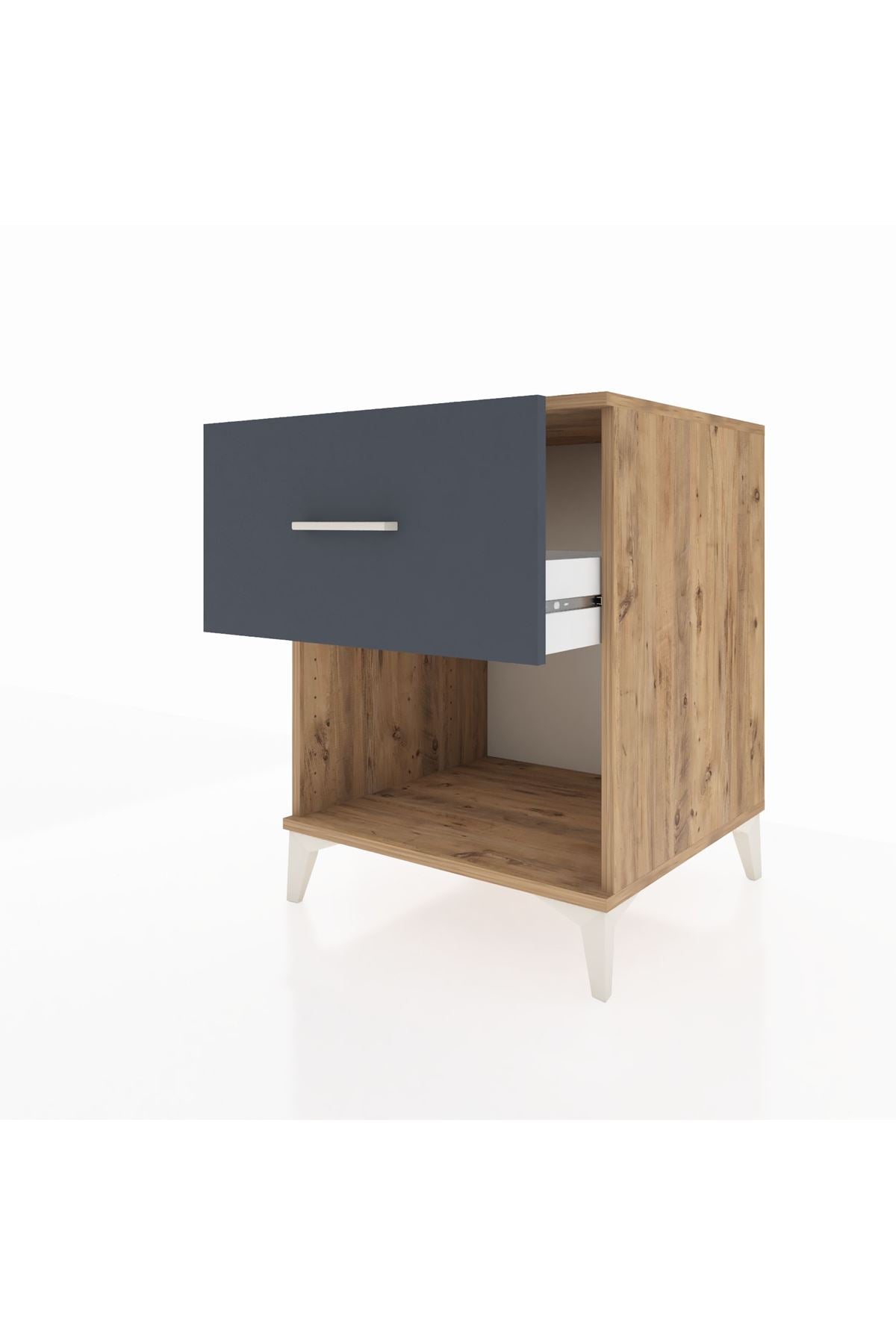 Kronos Komodin Tek Çekmeceli 60x59x80 Çam-Antrasit