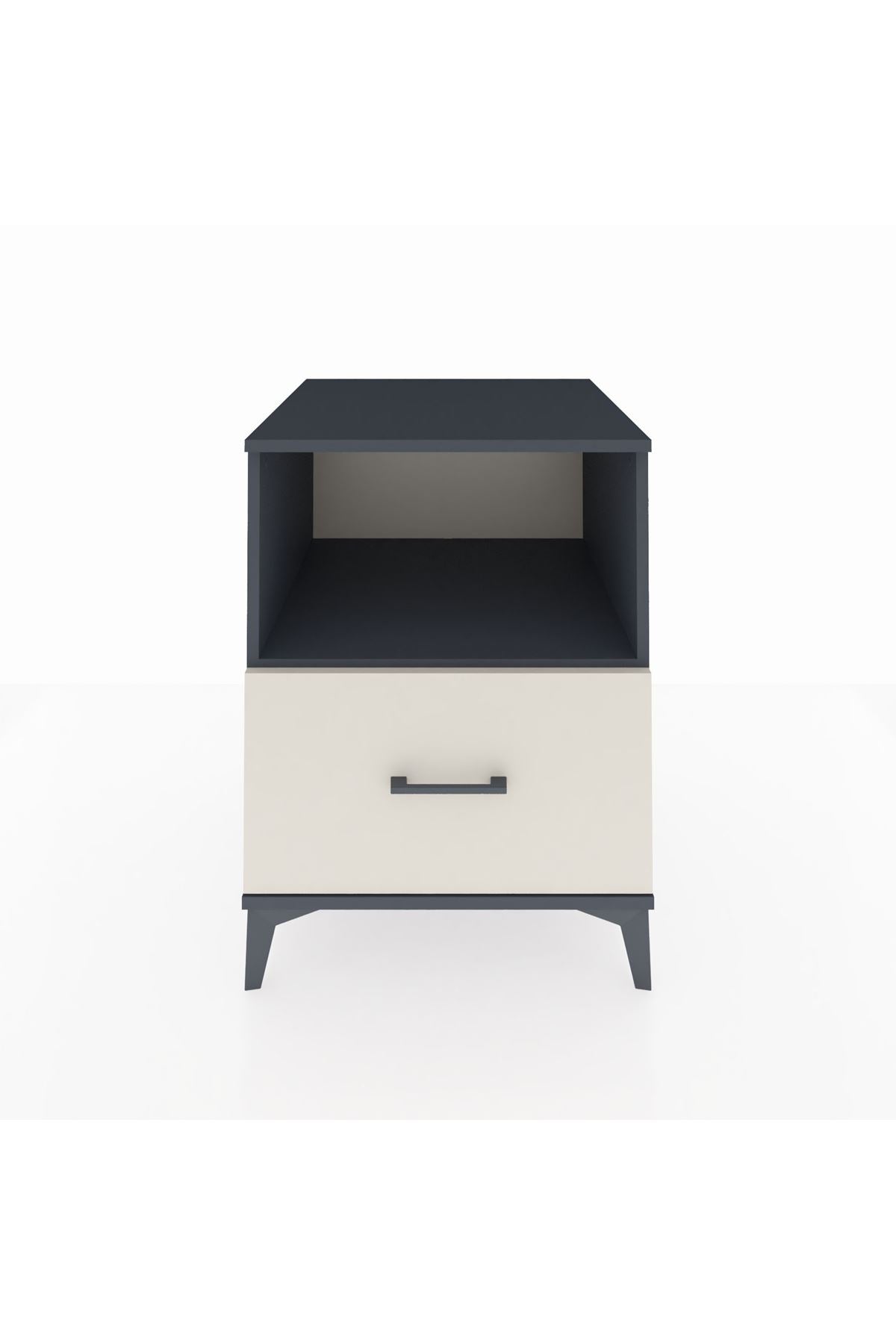 Kronos Komodin Tek Raflı Tek Çekmeceli 60x59x80 Antrasit-Aytaşı