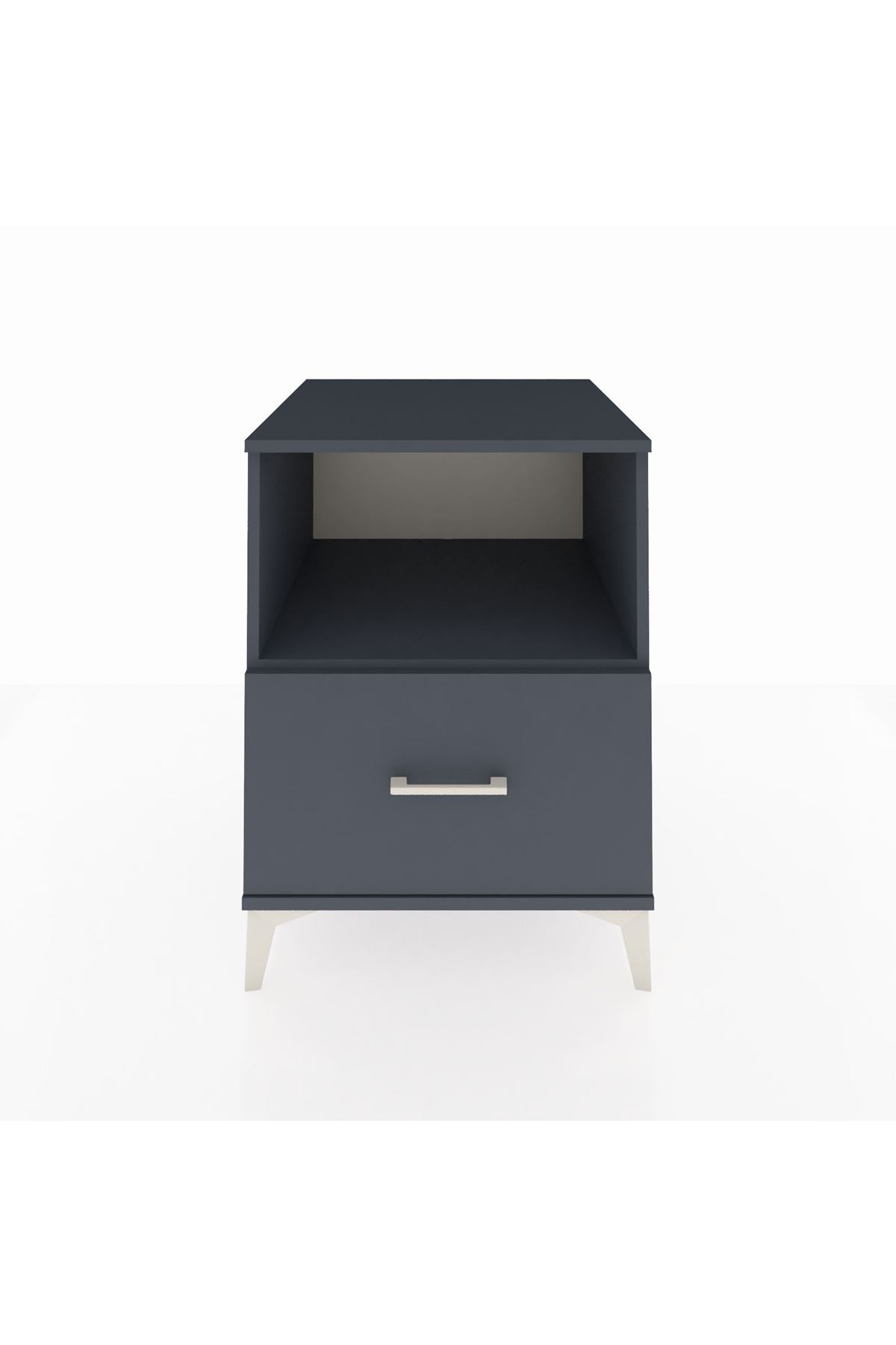 Kronos Komodin Tek Raflı Tek Çekmeceli 60x59x80 Antrasit-Antrasit