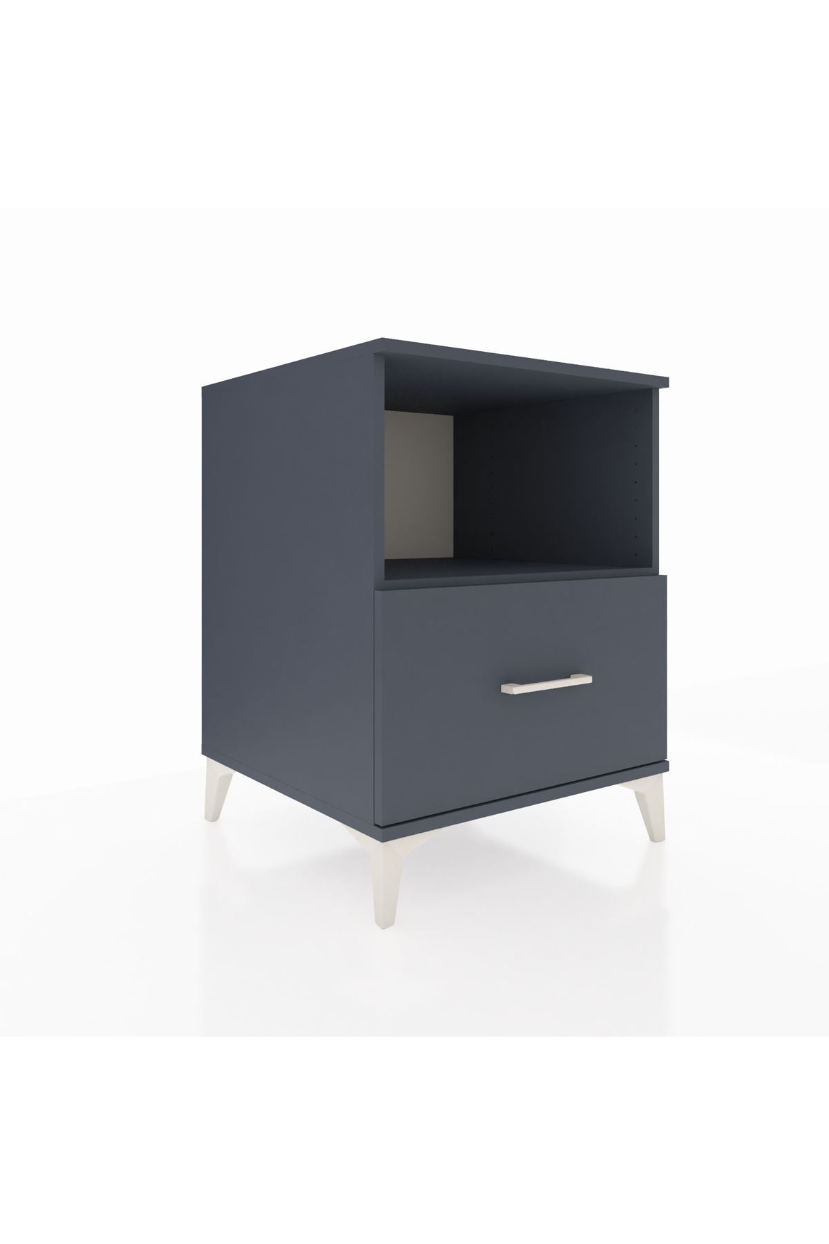 Kronos Komodin Tek Raflı Tek Çekmeceli 60x59x80 Antrasit-Antrasit