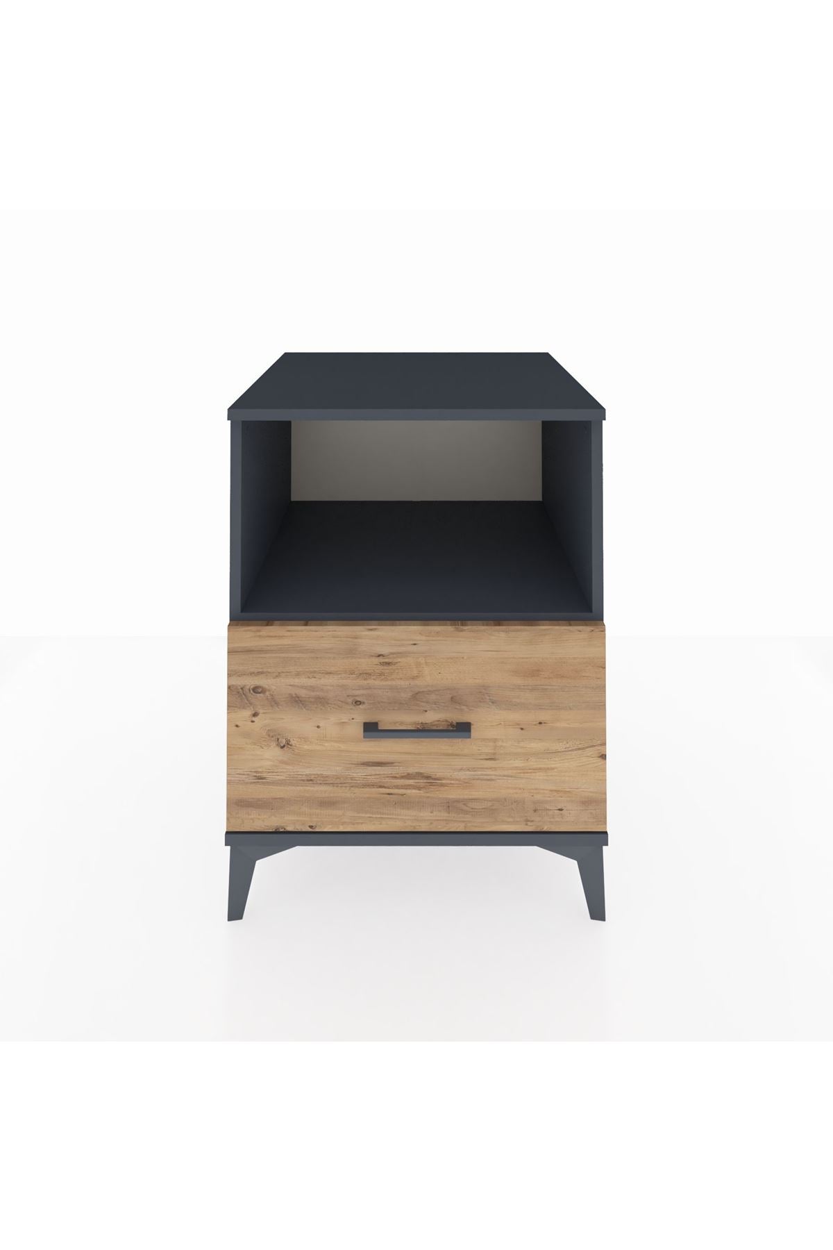 Kronos Komodin Tek Raflı Tek Çekmeceli 60x59x80 Antrasit-Çam