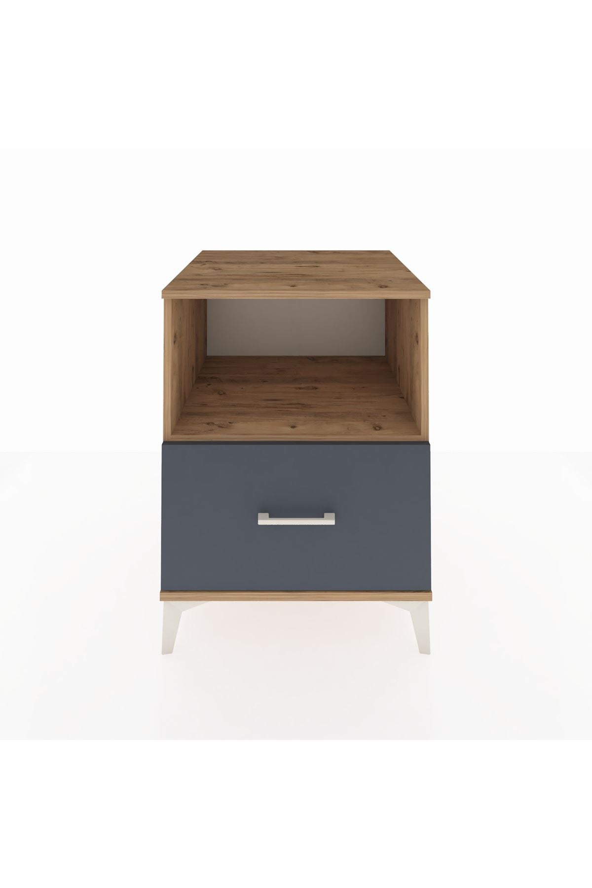 Kronos Komodin Tek Raflı Tek Çekmeceli 60x59x80 Çam-Antrasit