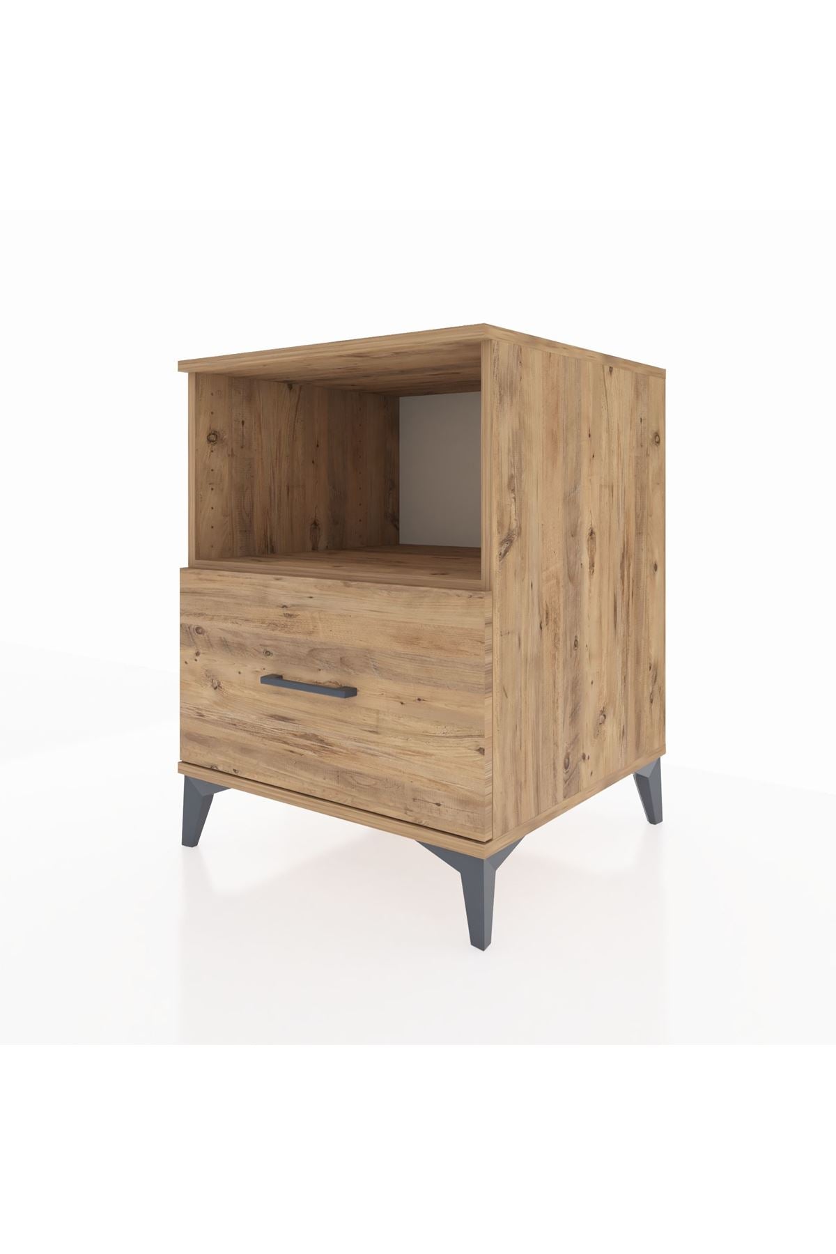 Kronos Komodin Tek Raflı Tek Çekmeceli 60x59x80 Çam-Çam