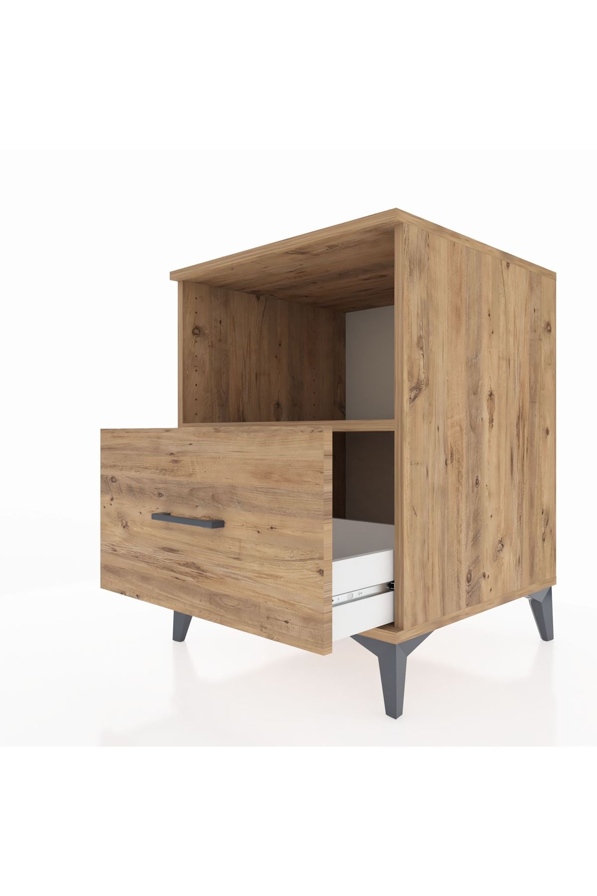 Kronos Komodin Tek Raflı Tek Çekmeceli 60x59x80 Çam-Çam