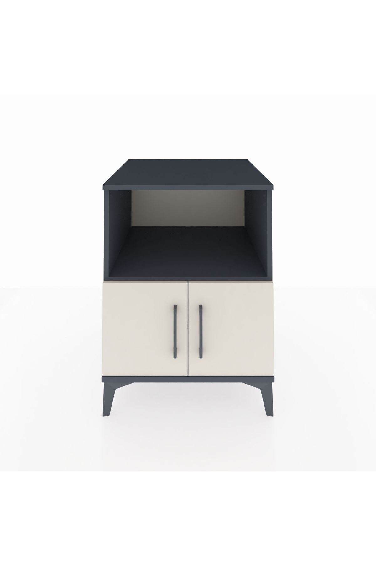 Kronos Komodin 2 Raflı 2 Kapaklı 60x59x80 Antrasit-Aytaşı