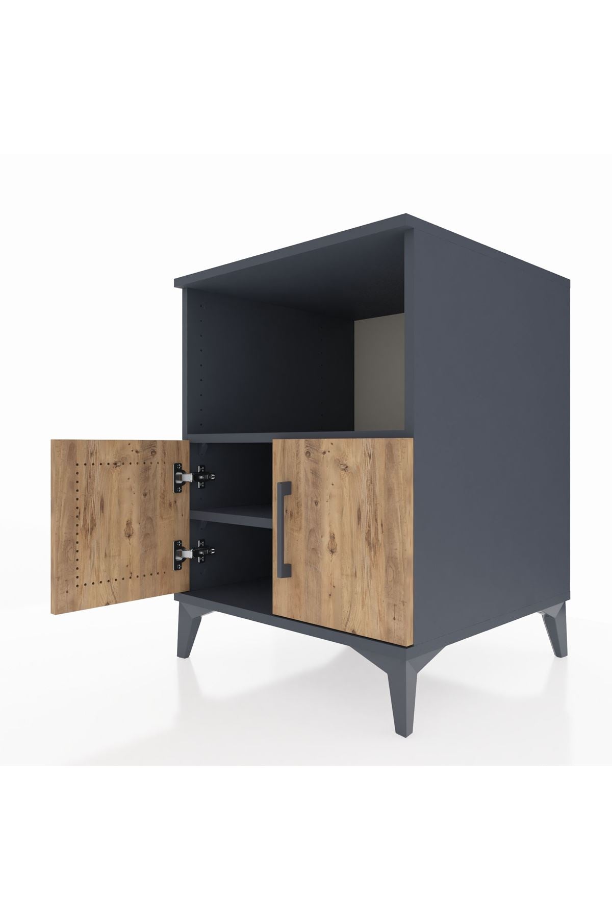 Kronos Komodin 2 Raflı 2 Kapaklı 60x59x80 Antrasit-Çam