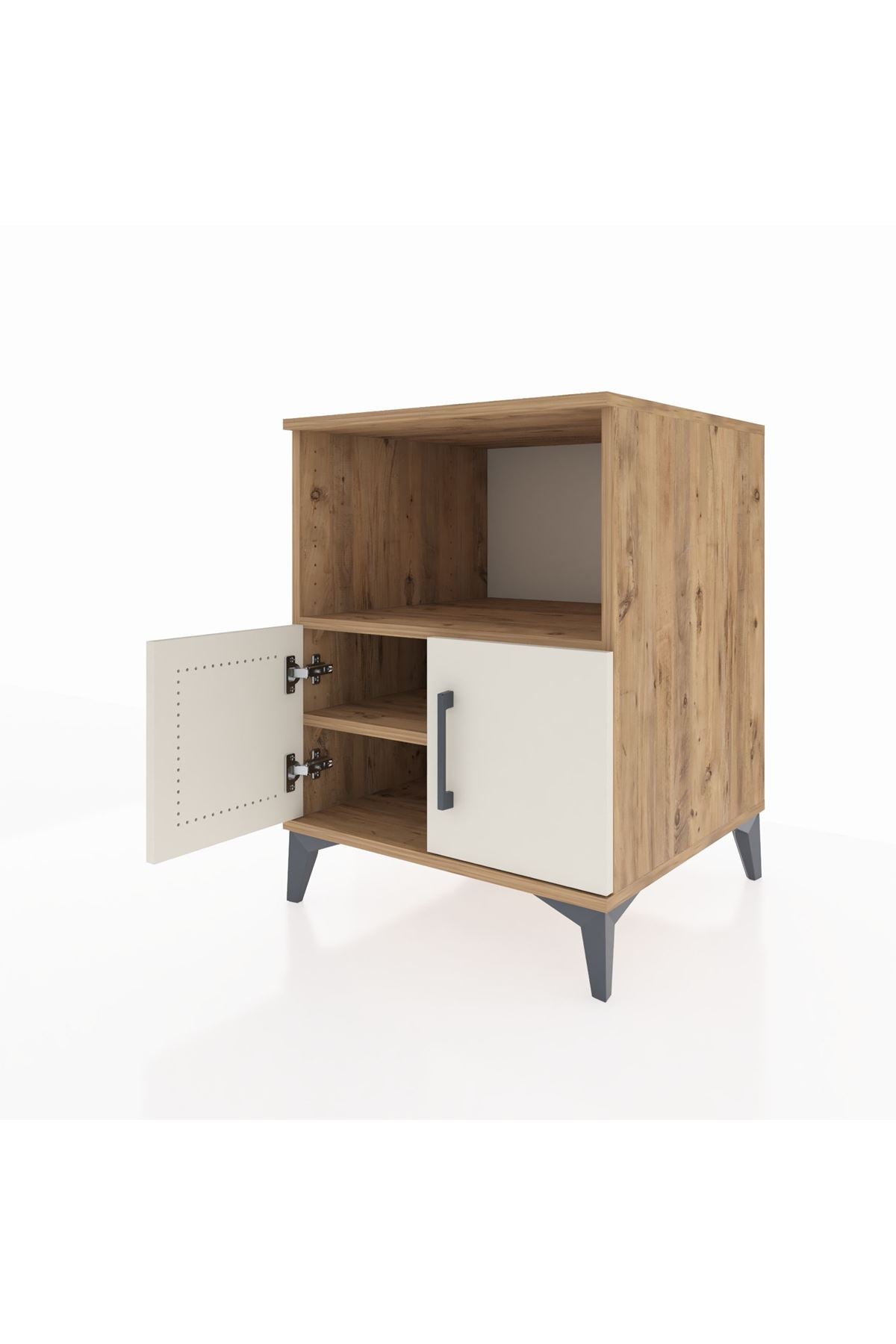 Kronos Komodin 2 Raflı 2 Kapaklı 60x59x80 Çam-Aytaşı