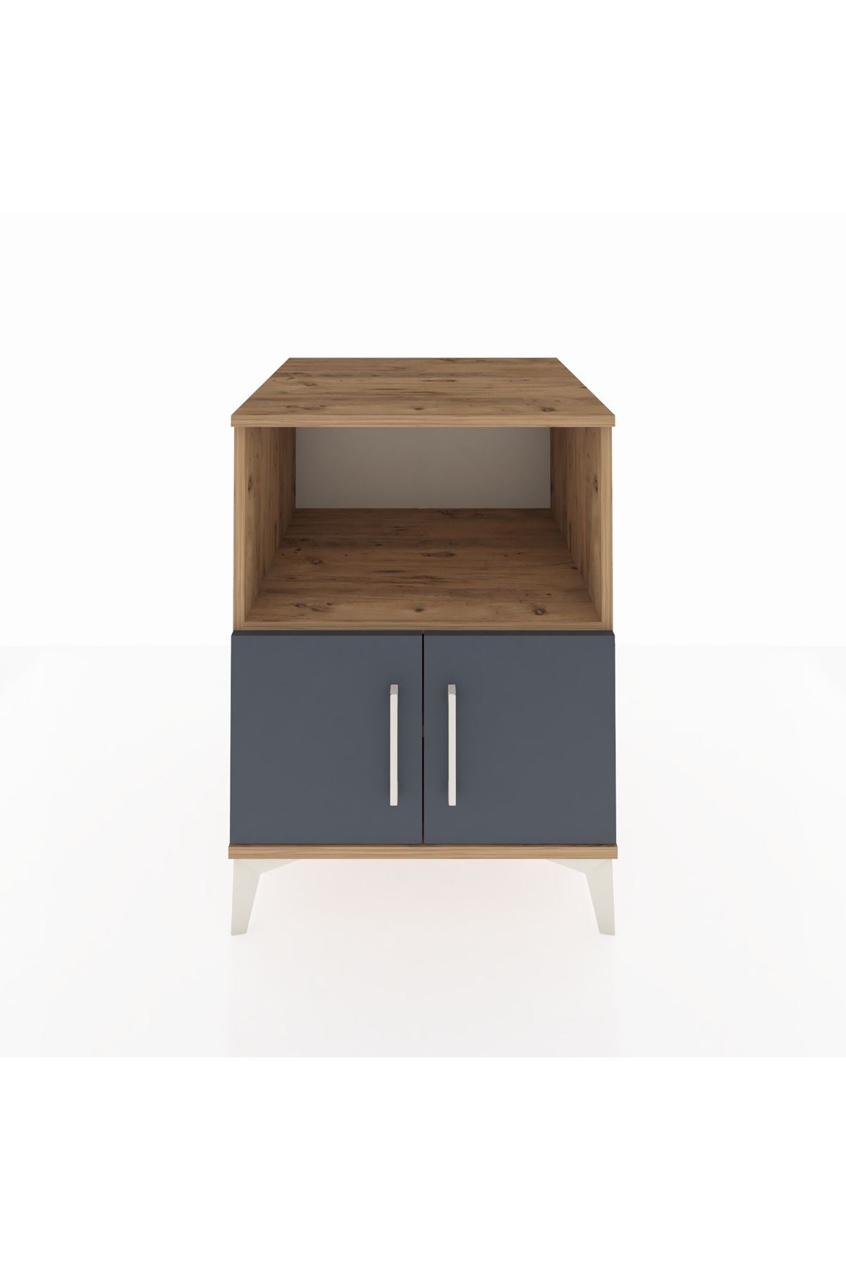 Kronos Komodin 2 Raflı 2 Kapaklı 60x59x80 Çam-Antrasit