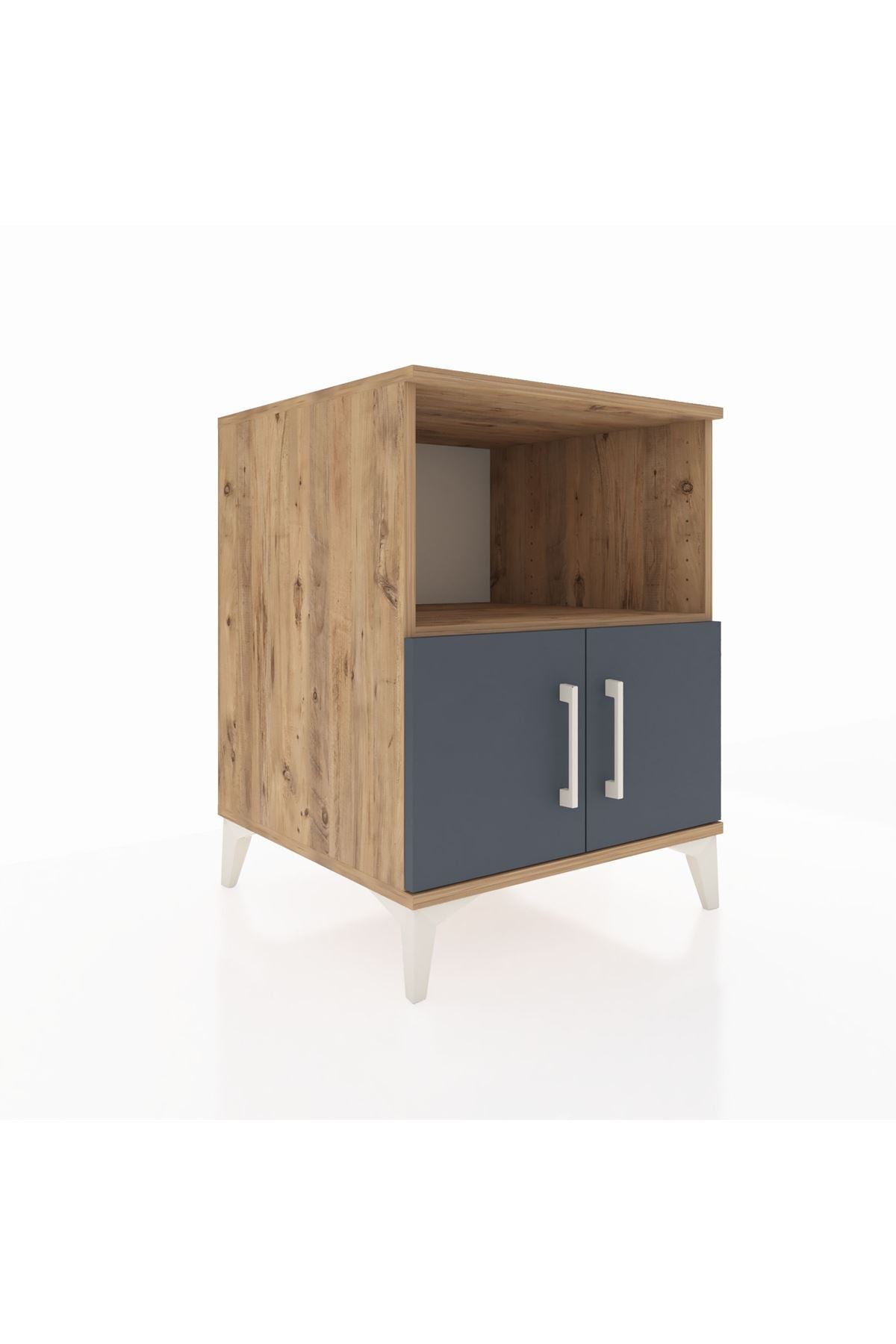 Kronos Komodin 2 Raflı 2 Kapaklı 60x59x80 Çam-Antrasit