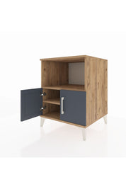 Kronos Komodin 2 Raflı 2 Kapaklı 60x59x80 Çam-Antrasit