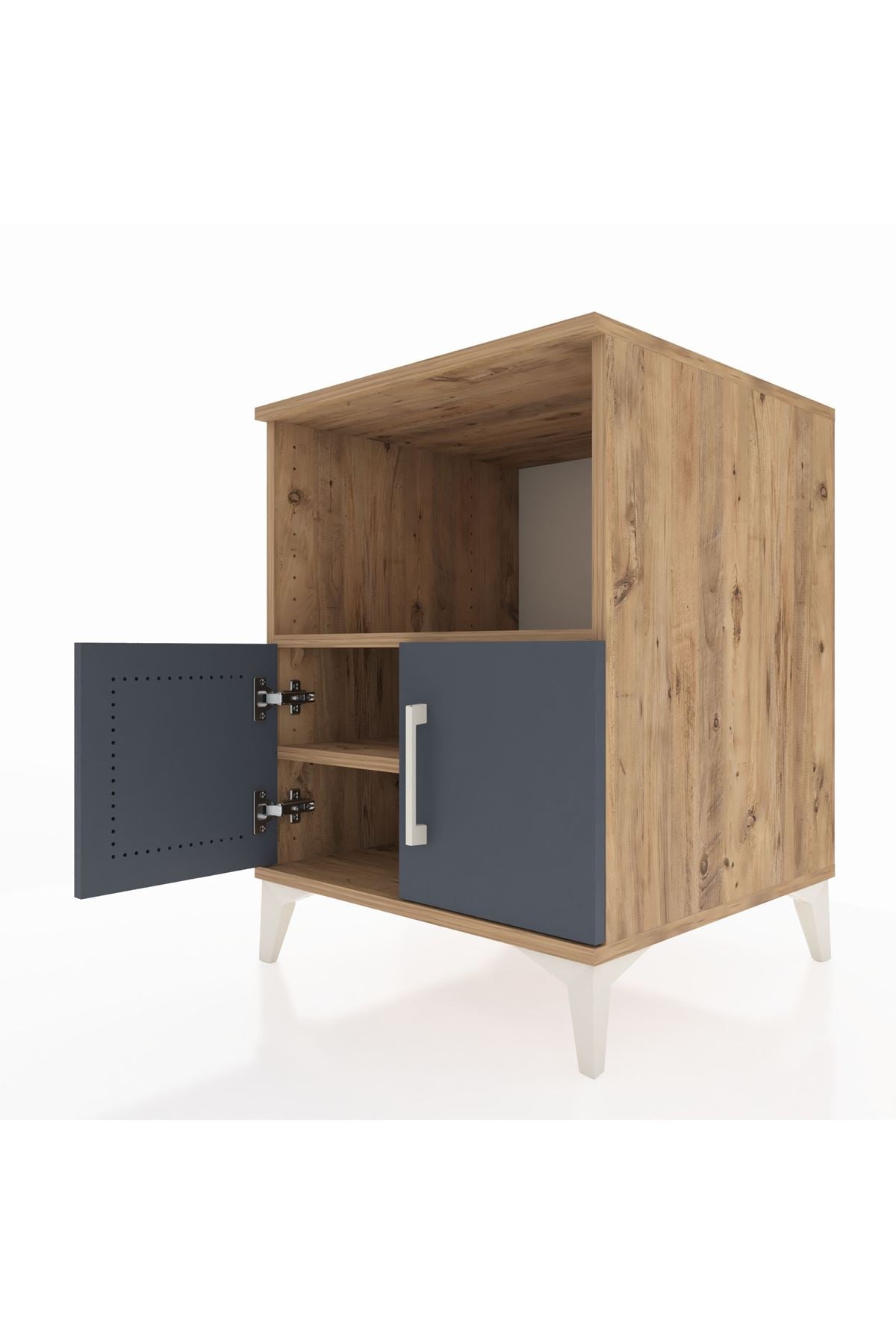 Kronos Komodin 2 Raflı 2 Kapaklı 60x59x80 Çam-Antrasit