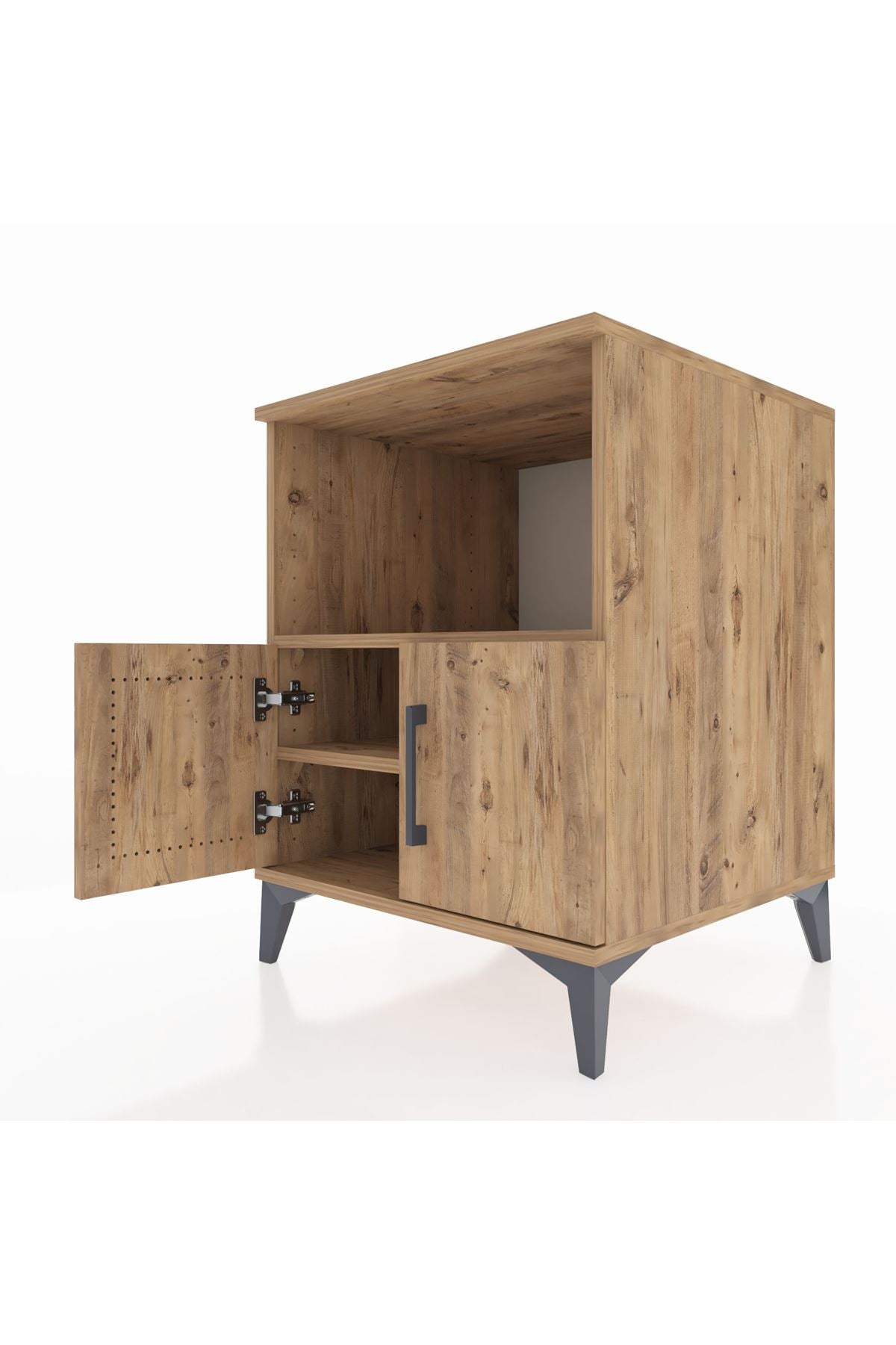 Kronos Komodin 2 Raflı 2 Kapaklı 60x59x80 Çam-Çam