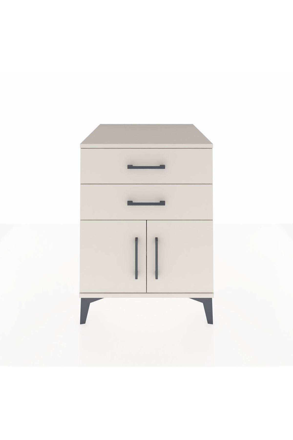 Kronos Komodin Tek Raflı 2 Çekmeceli 2 Kapaklı 60x59x80 Aytaşı-Aytaşı