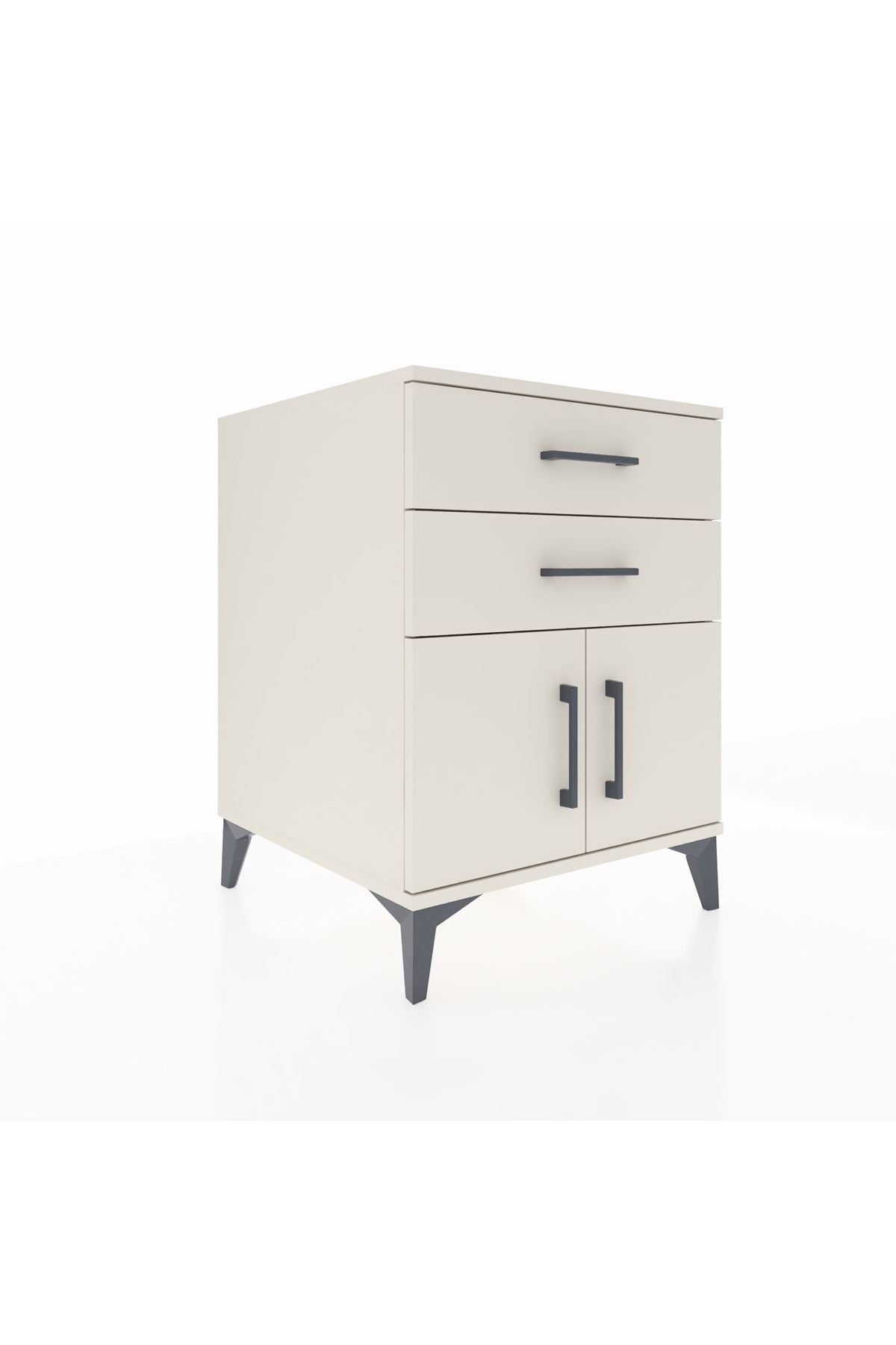 Kronos Komodin Tek Raflı 2 Çekmeceli 2 Kapaklı 60x59x80 Aytaşı-Aytaşı